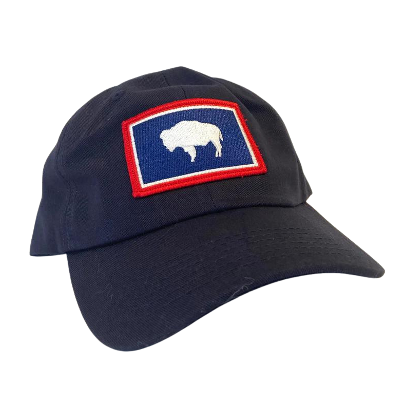 Navy Wyoming Flag Patch Hat