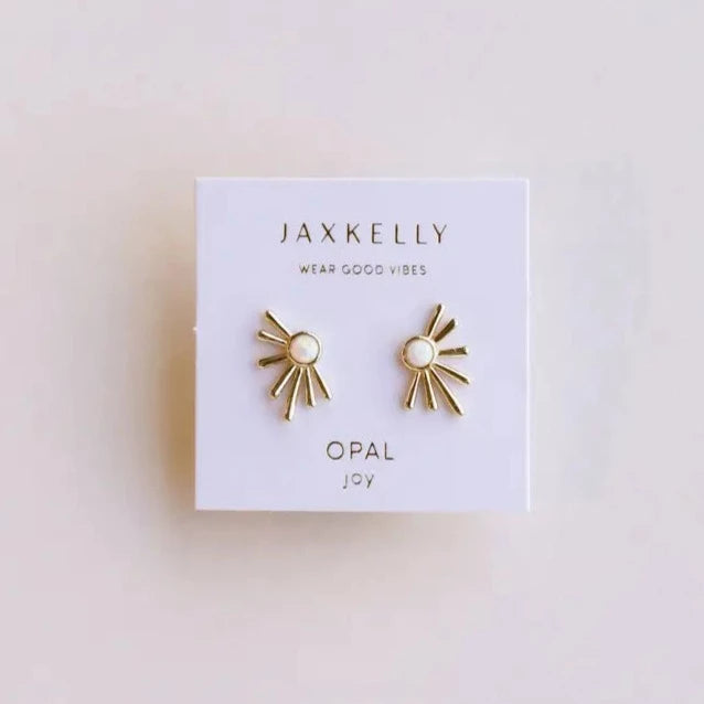White Opal Sun Ray Earrings