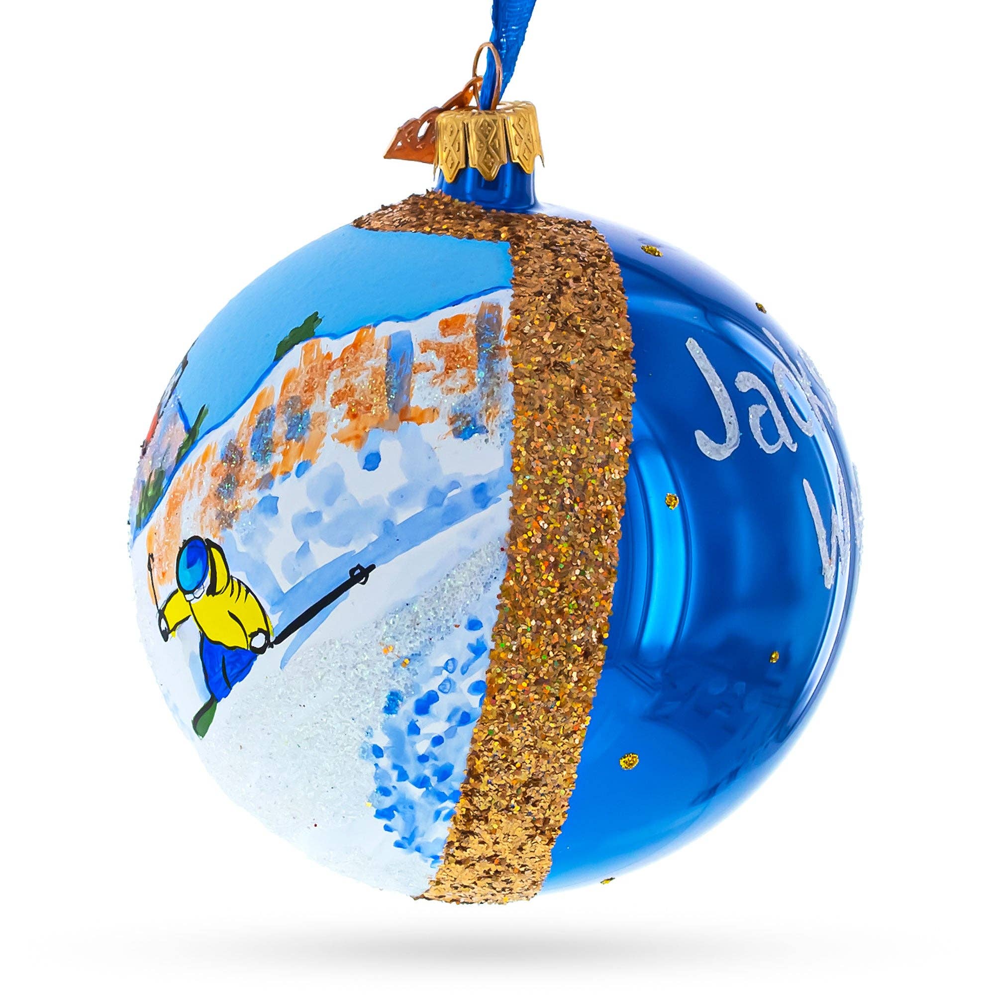 Jackson Hole Ski Resort Glass Ornament