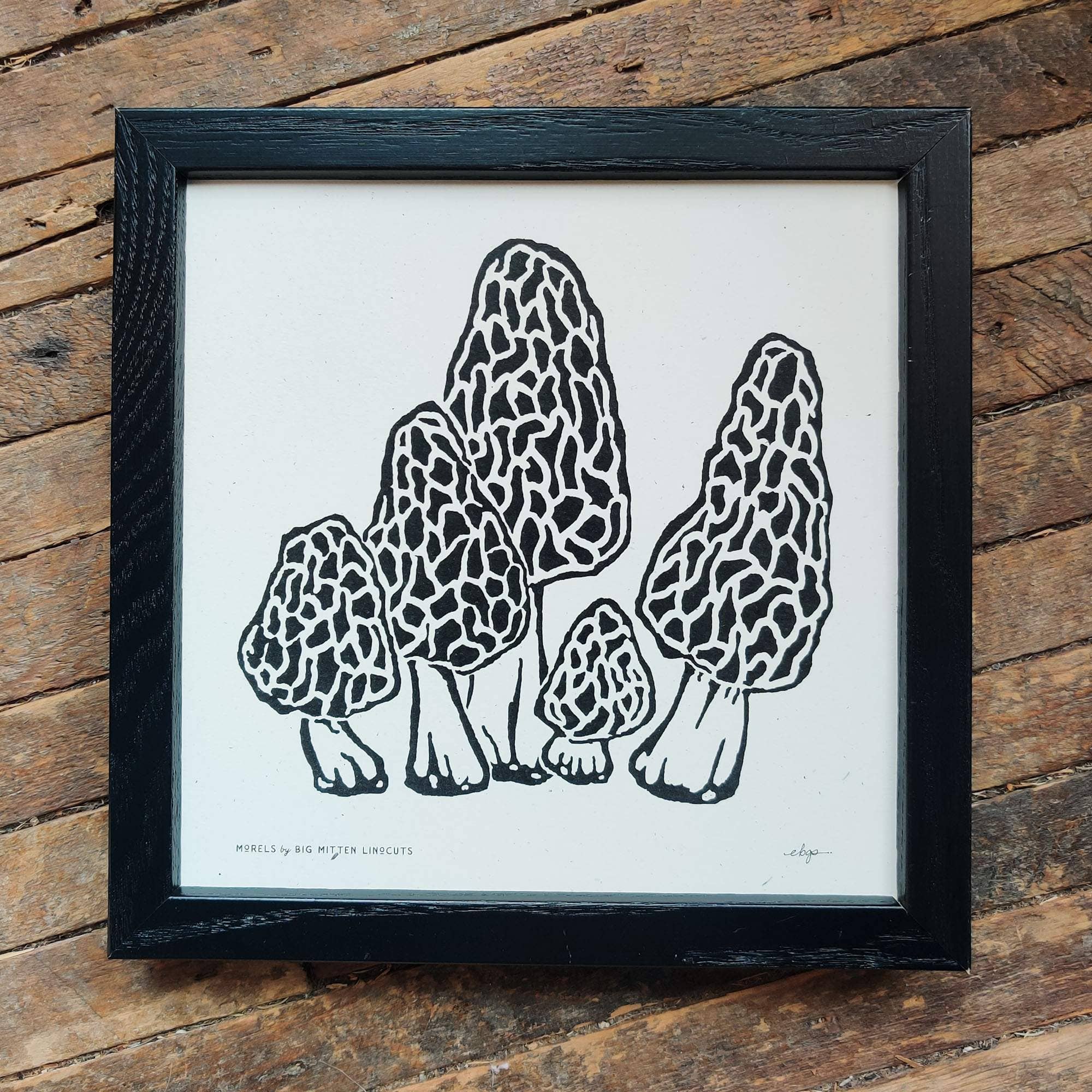 Morels Linoprint
