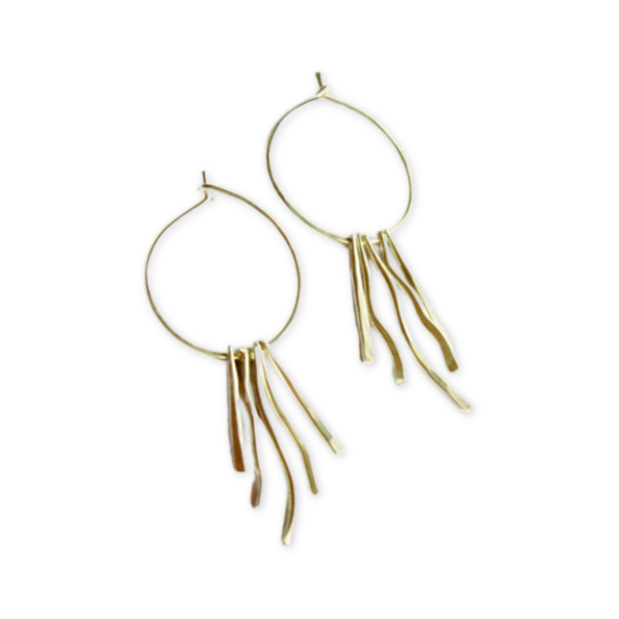 hoop earrings with hanging metal wavy fringe