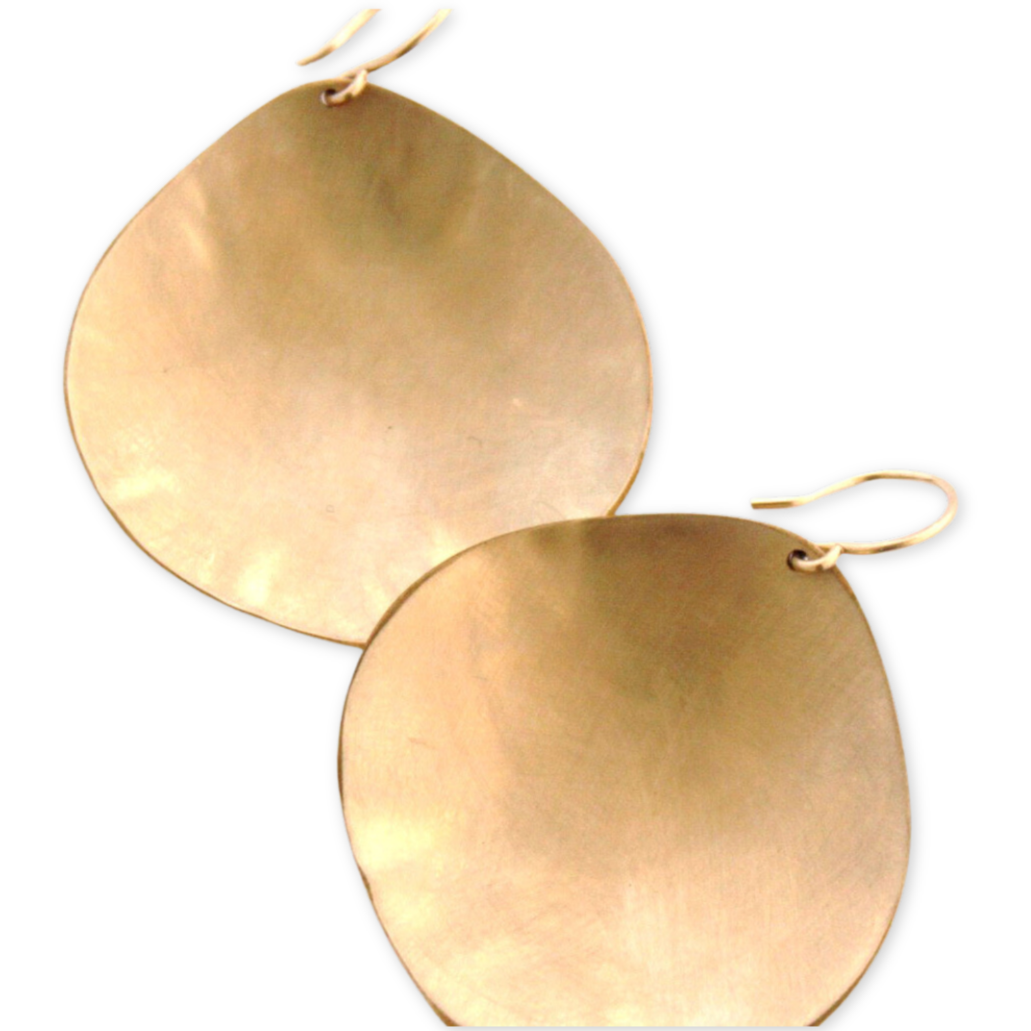 gold earrings in the shape of an aspen leaf