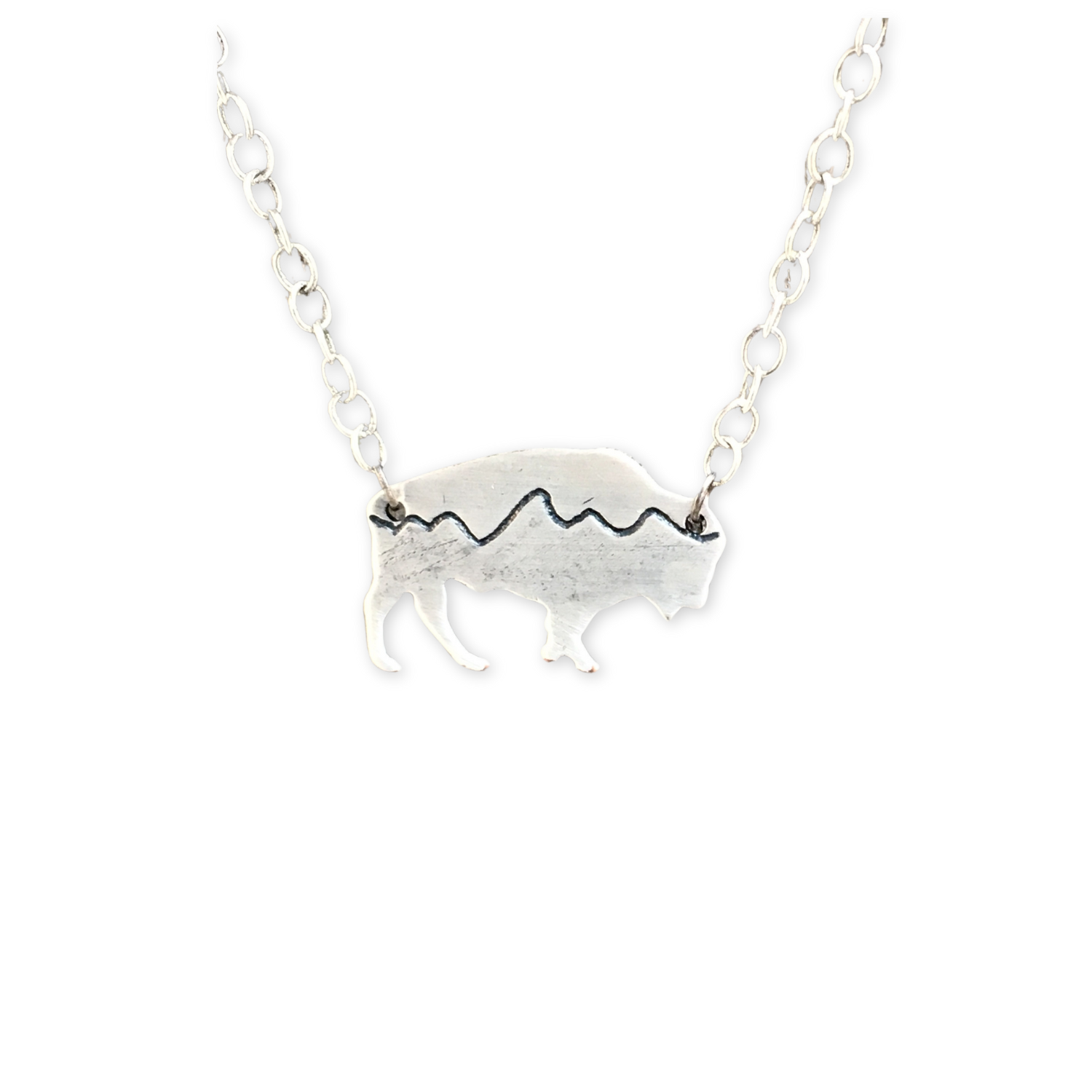 Bison Necklace In Silver