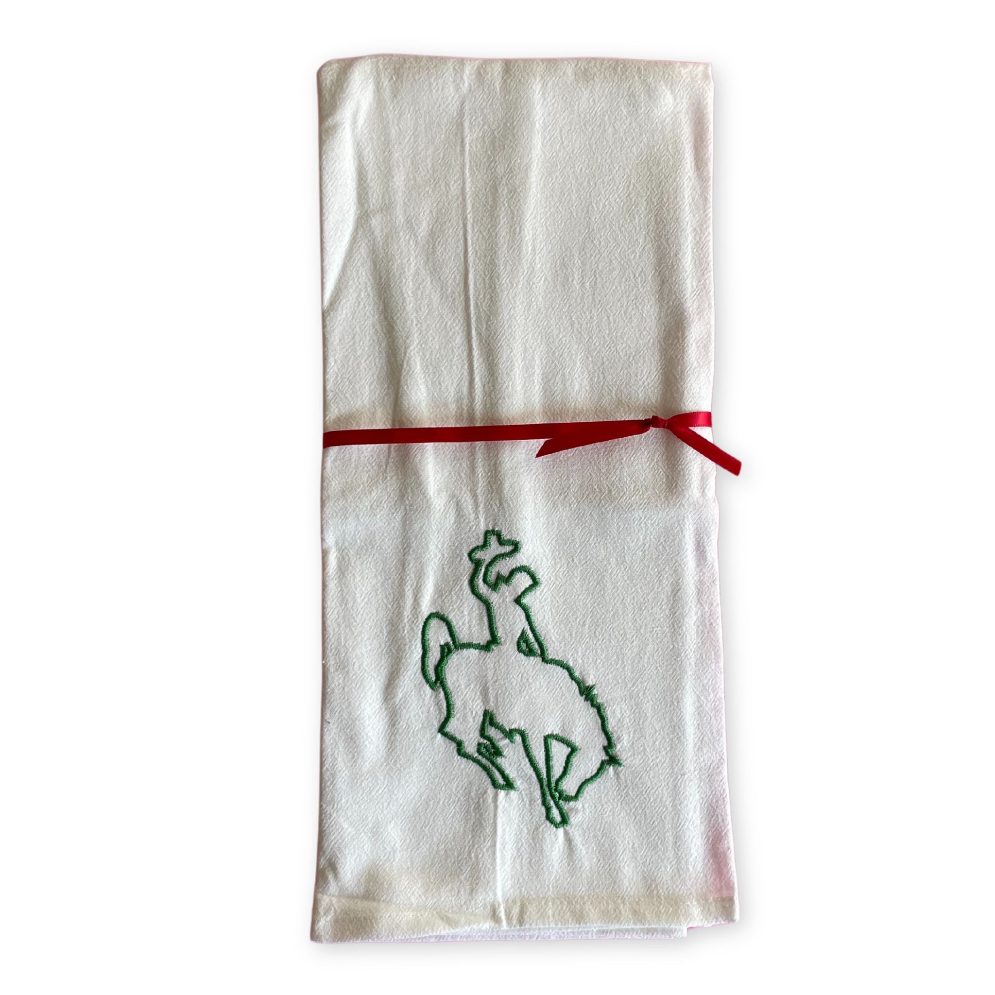 Embroidered Bronco Flour Sack Tea Towel