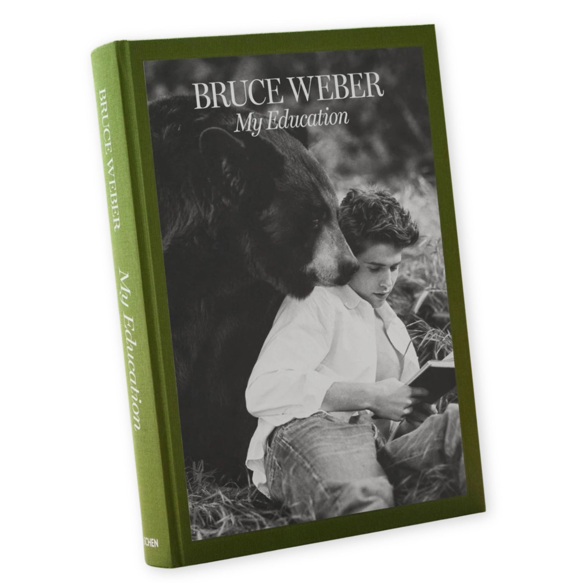 Book titled 'My Education' by Bruce Weber with a green spine on a white background