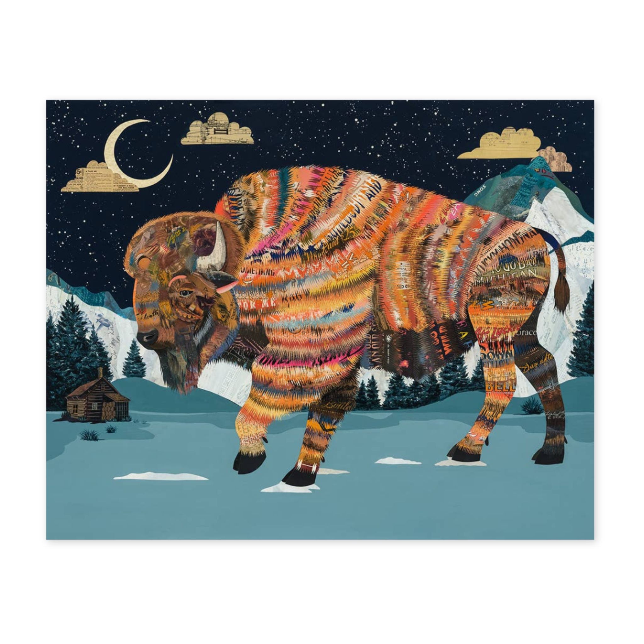 Collage Bison Print