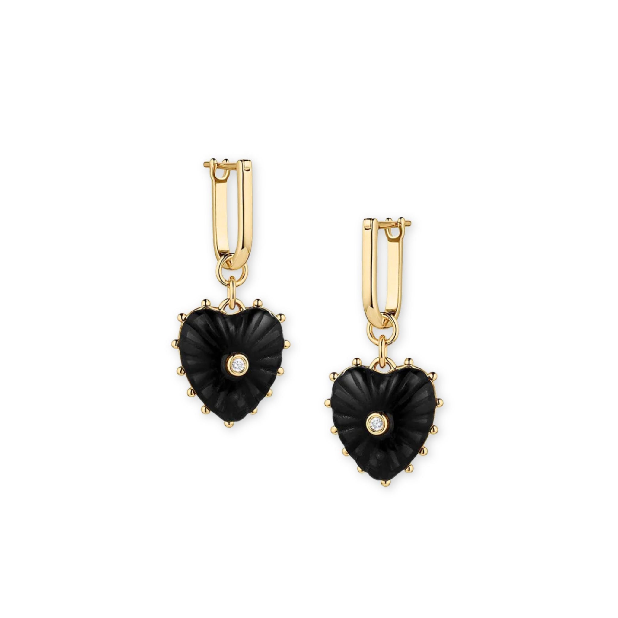 Onyx Heart Earrings