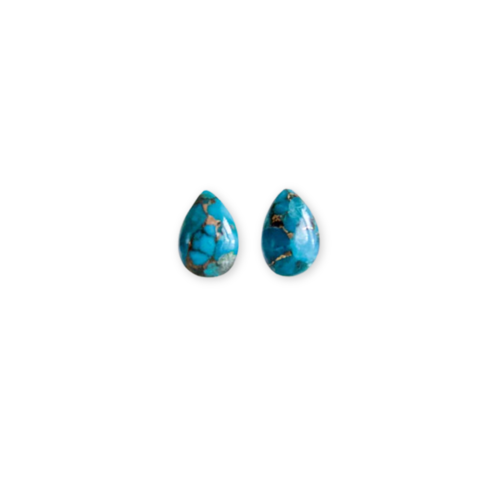 turquoise teardrop shaped studs with copper