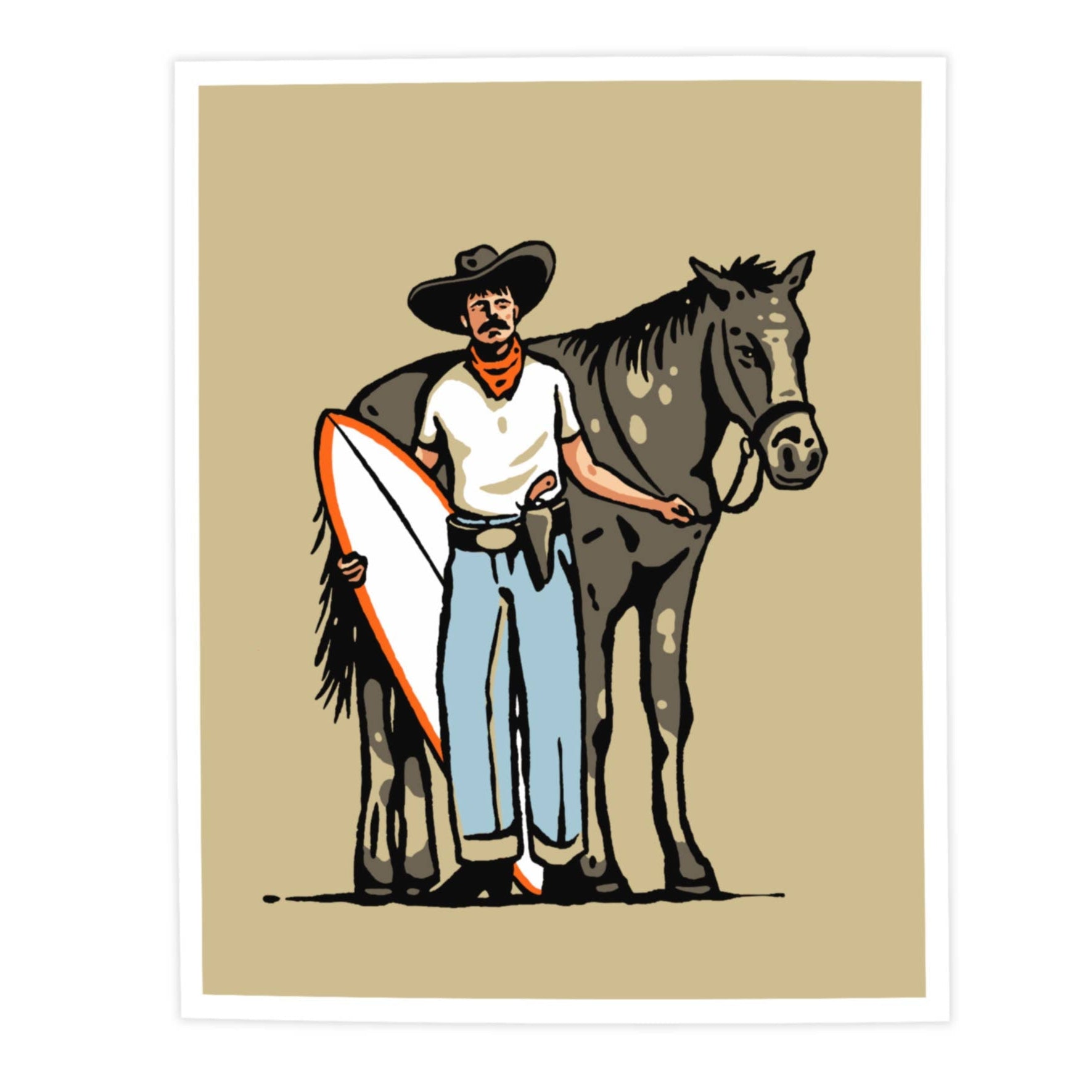 Gunslinger with his board and horse