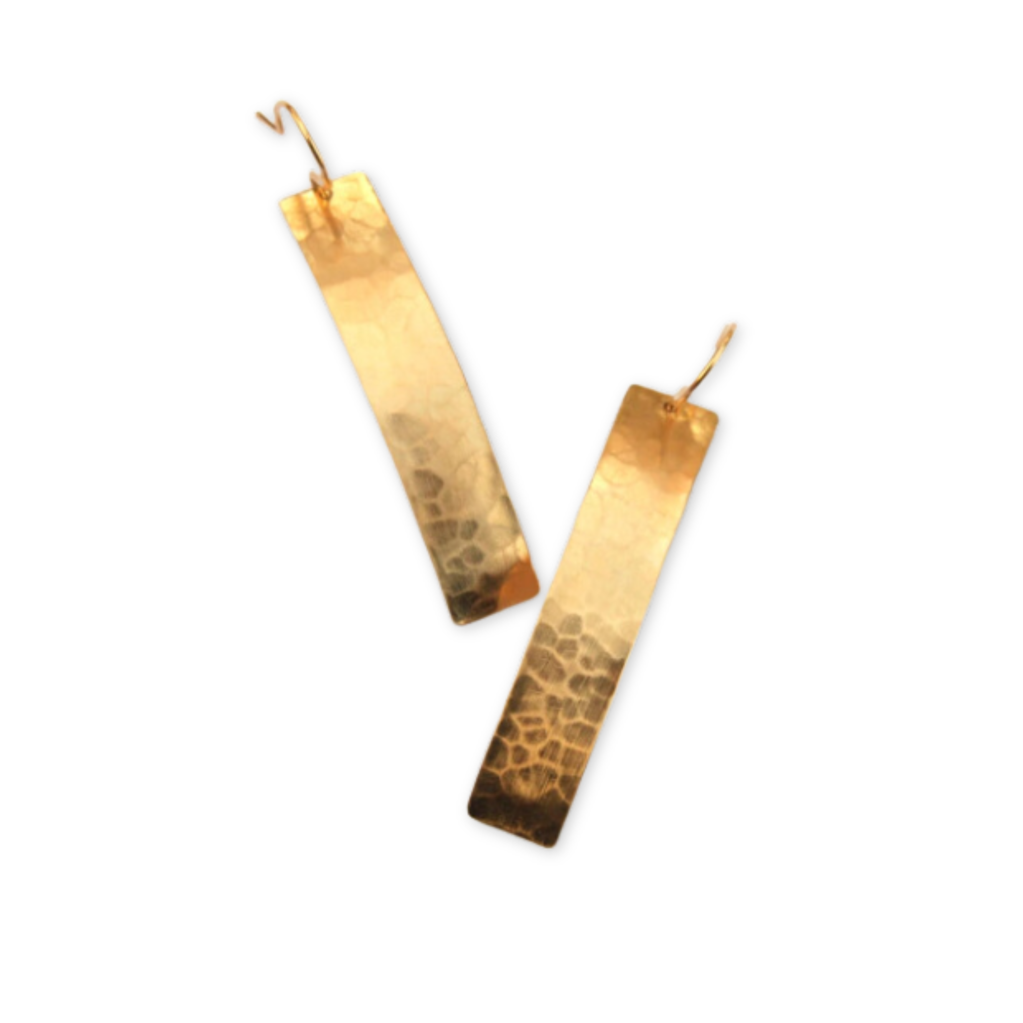 hammered long rectangular earrings