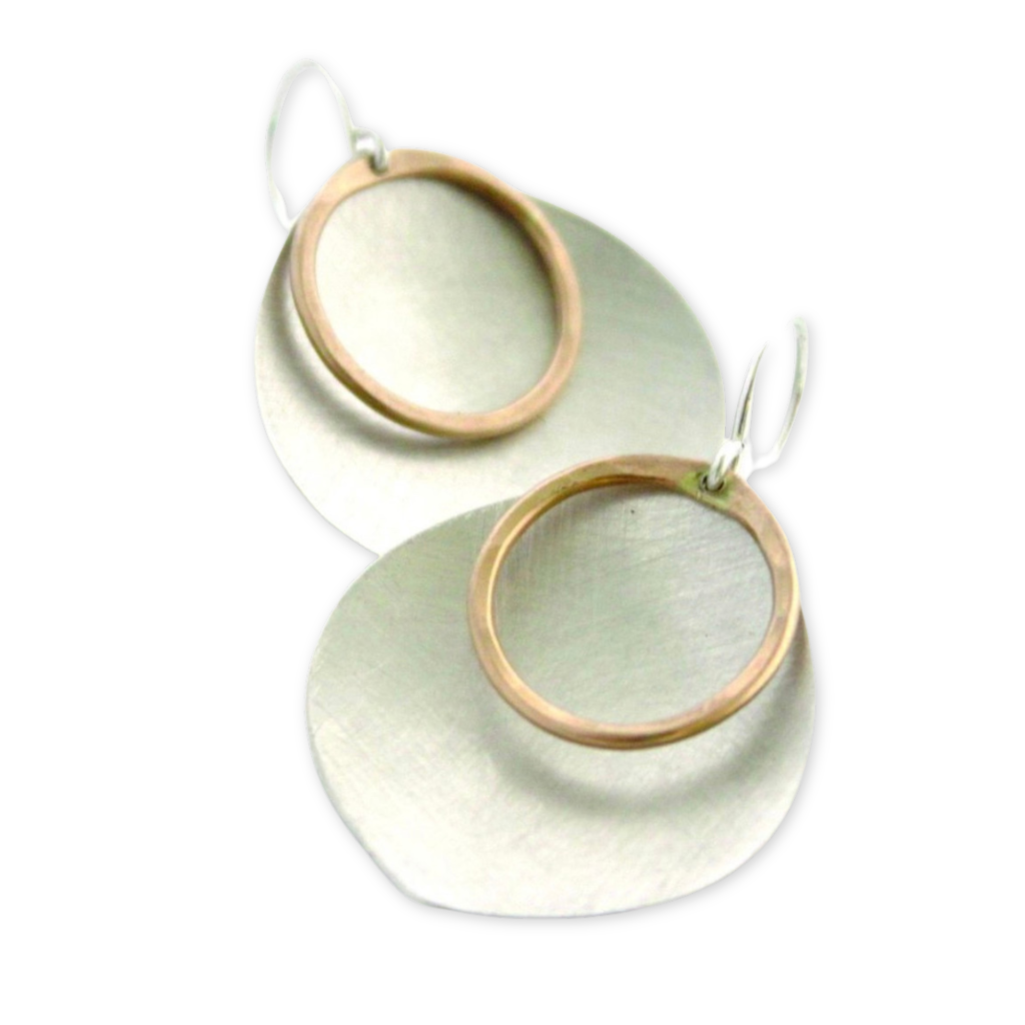 earrings with leaf inspired pendants pairs with  a hammered hoop