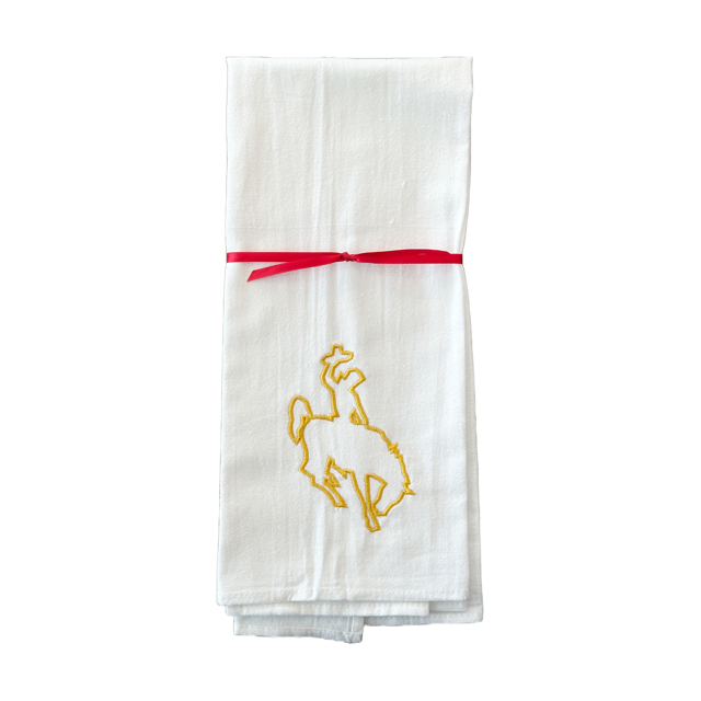 Embroidered Bronco Flour Sack Tea Towel