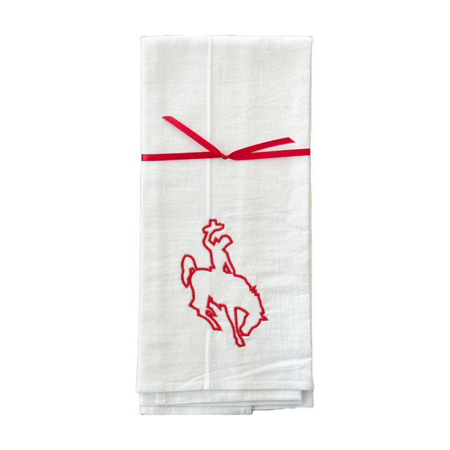 Embroidered Bronco Flour Sack Tea Towel