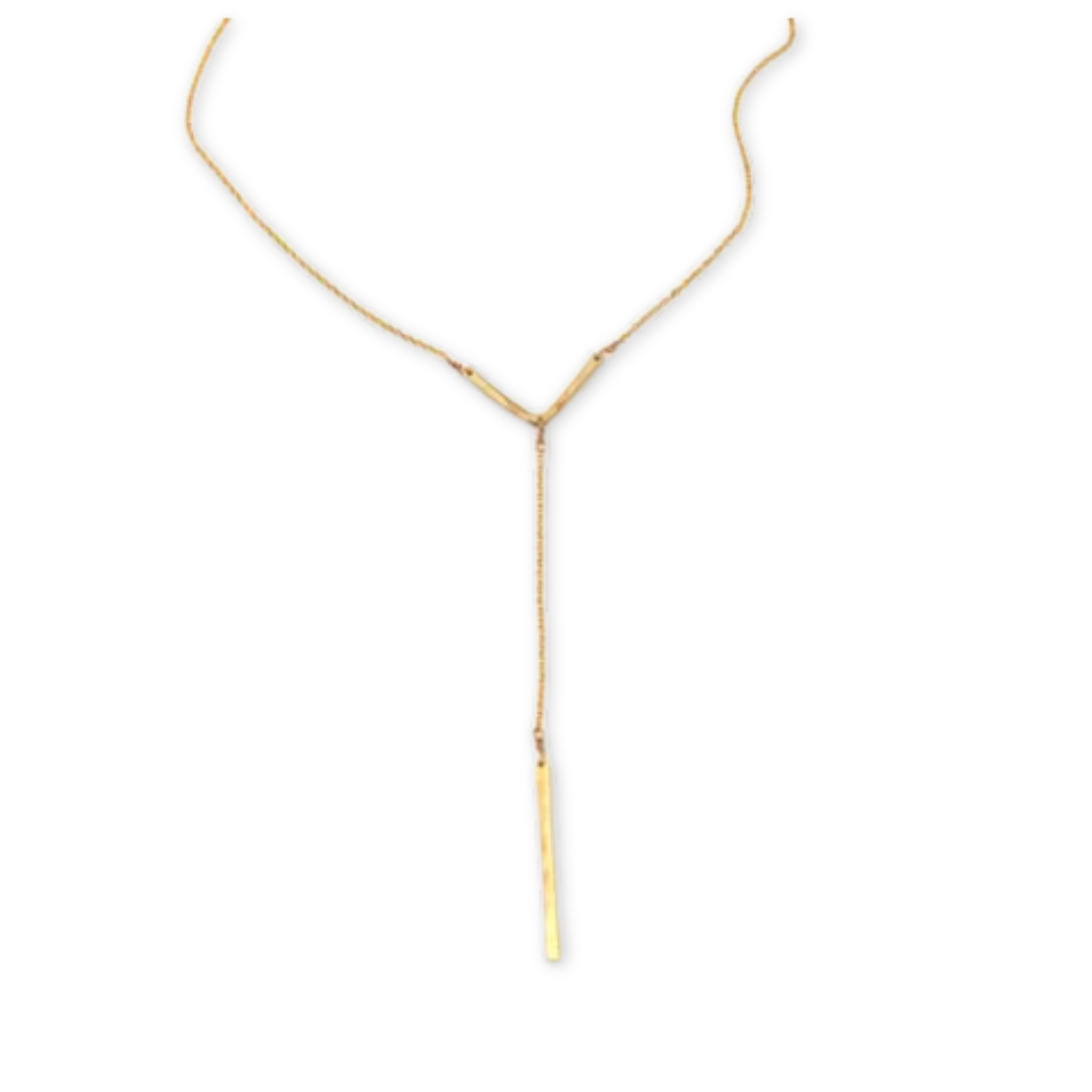 necklace with a dangling chain and a thin hanging bar