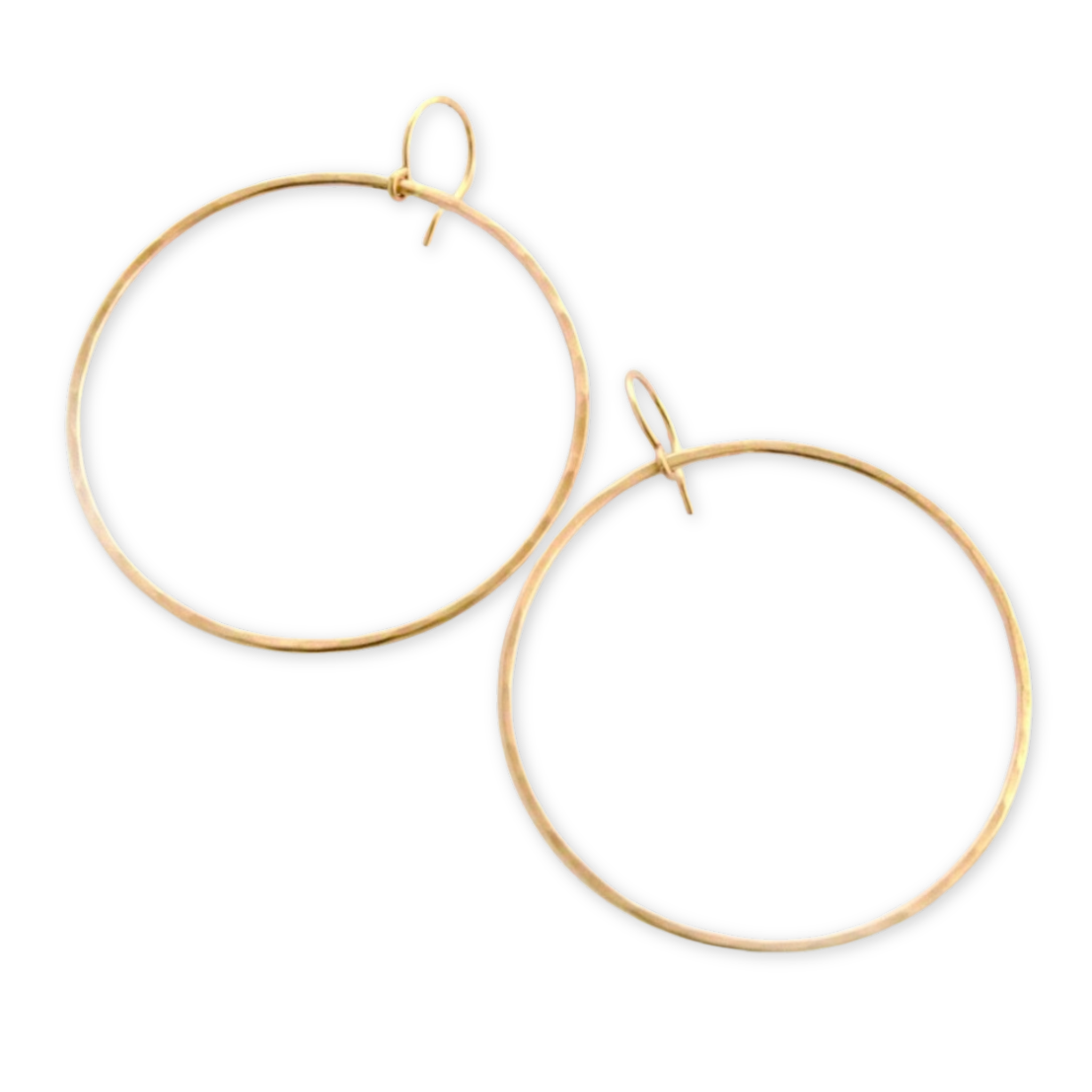 simple hammered gold hoops 