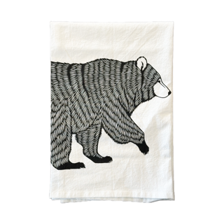 Classic Black Bear Flour Sack Tea Towel