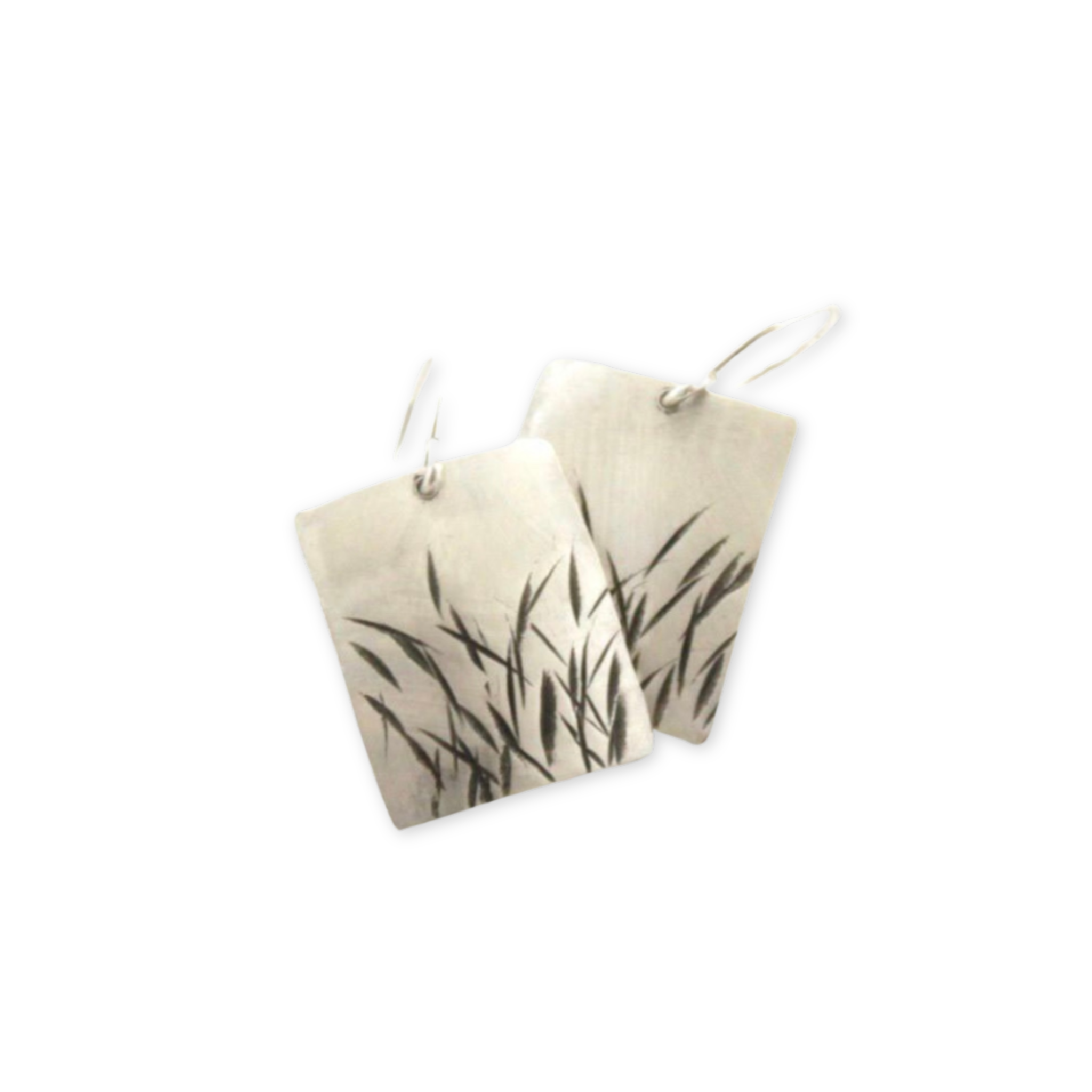 hammered rectangle earrings with foxtail design