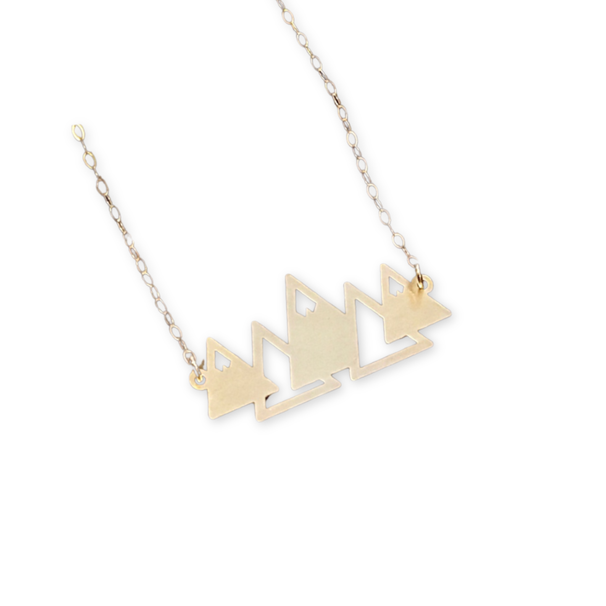 gold necklace with mountain range