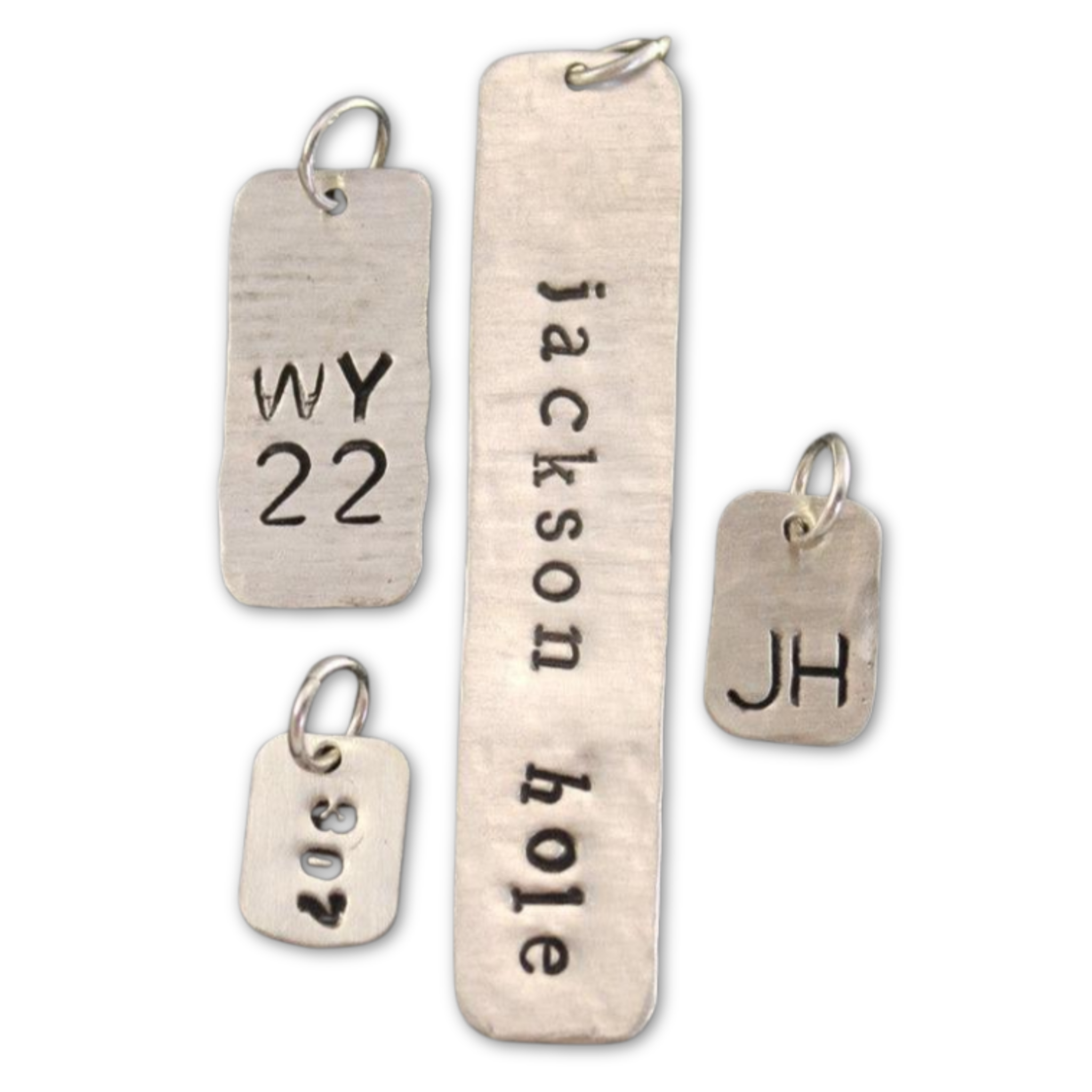 hammered wyoming themed silver charms