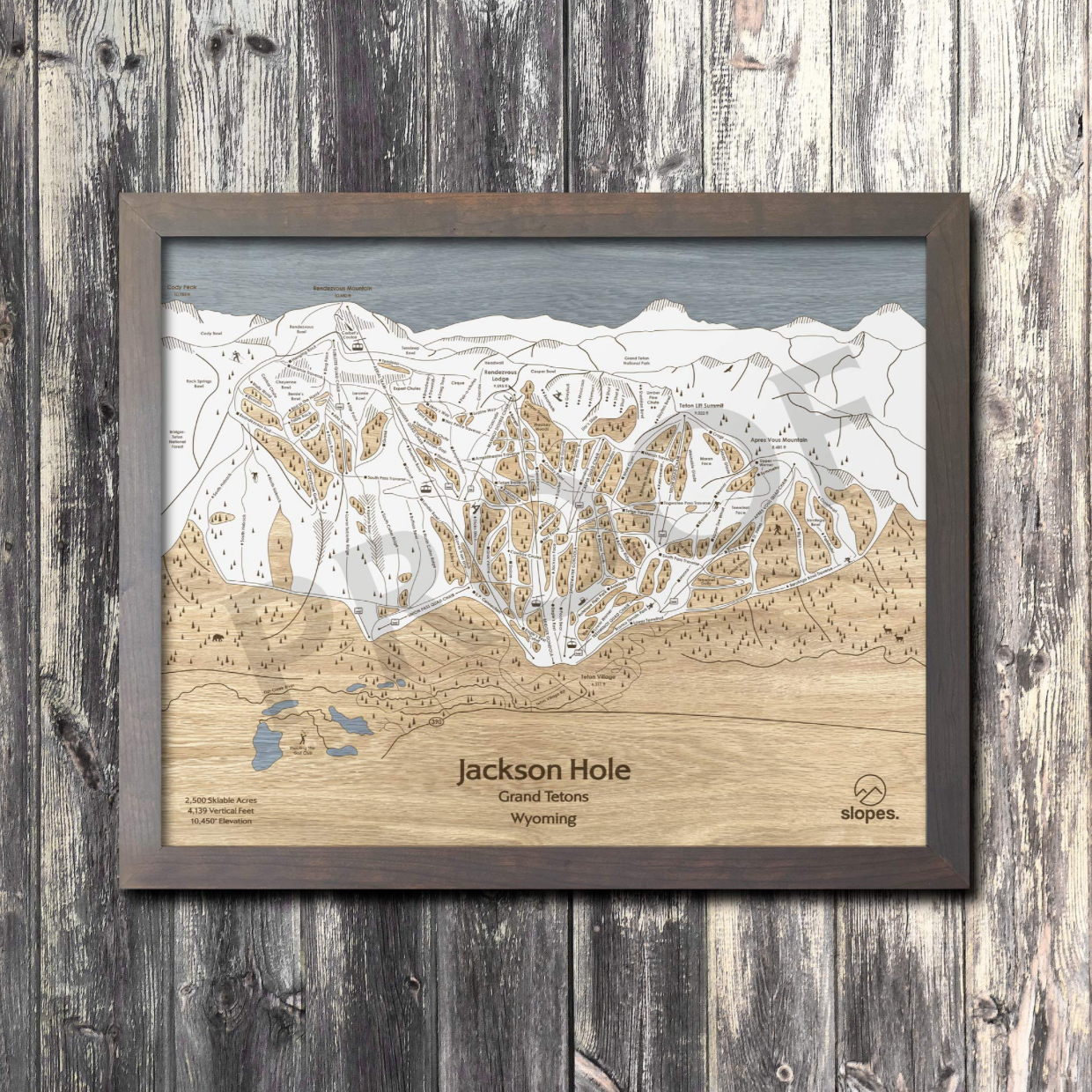 Wooden Jackson Hole Trail Map