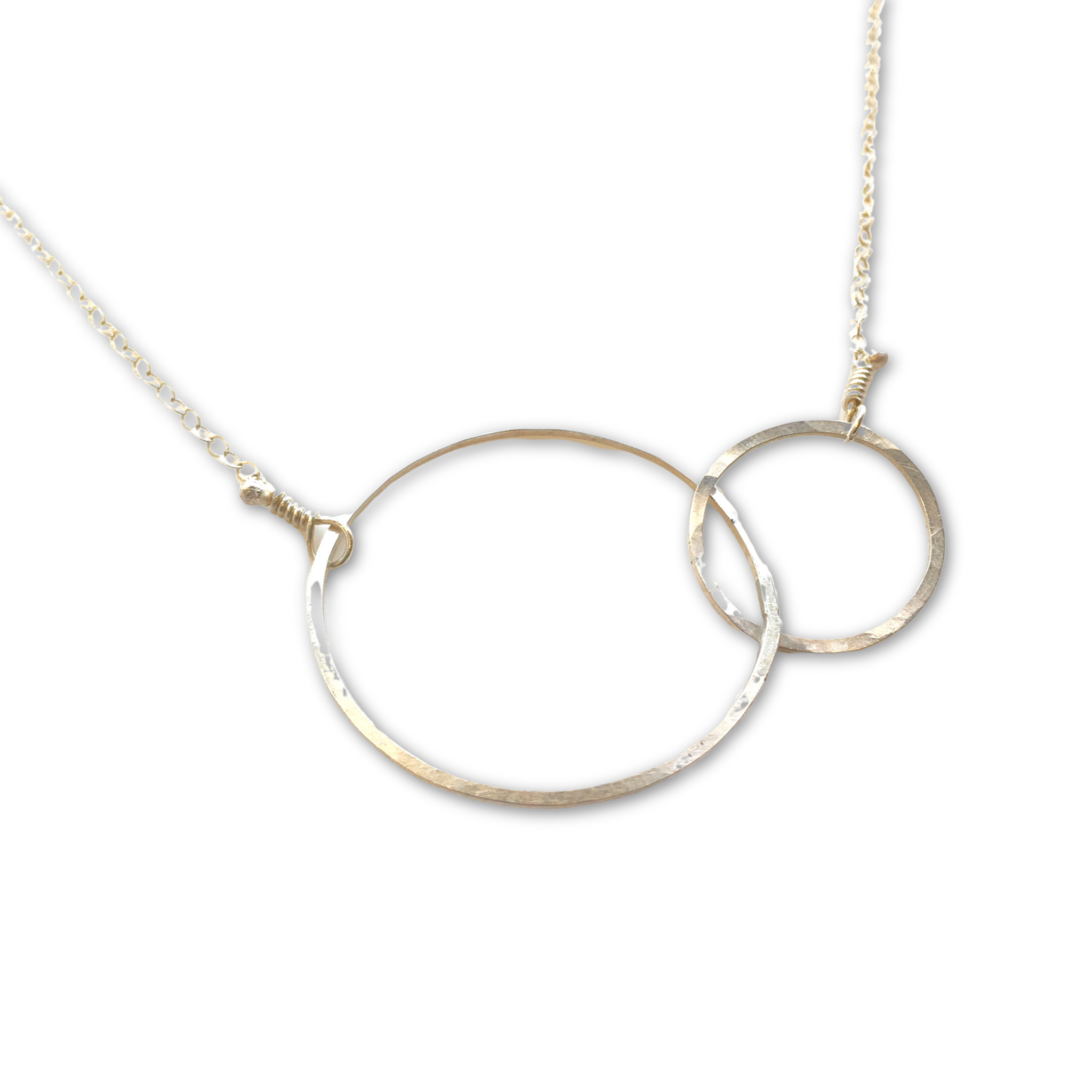 two interlocked circles on a silver chain