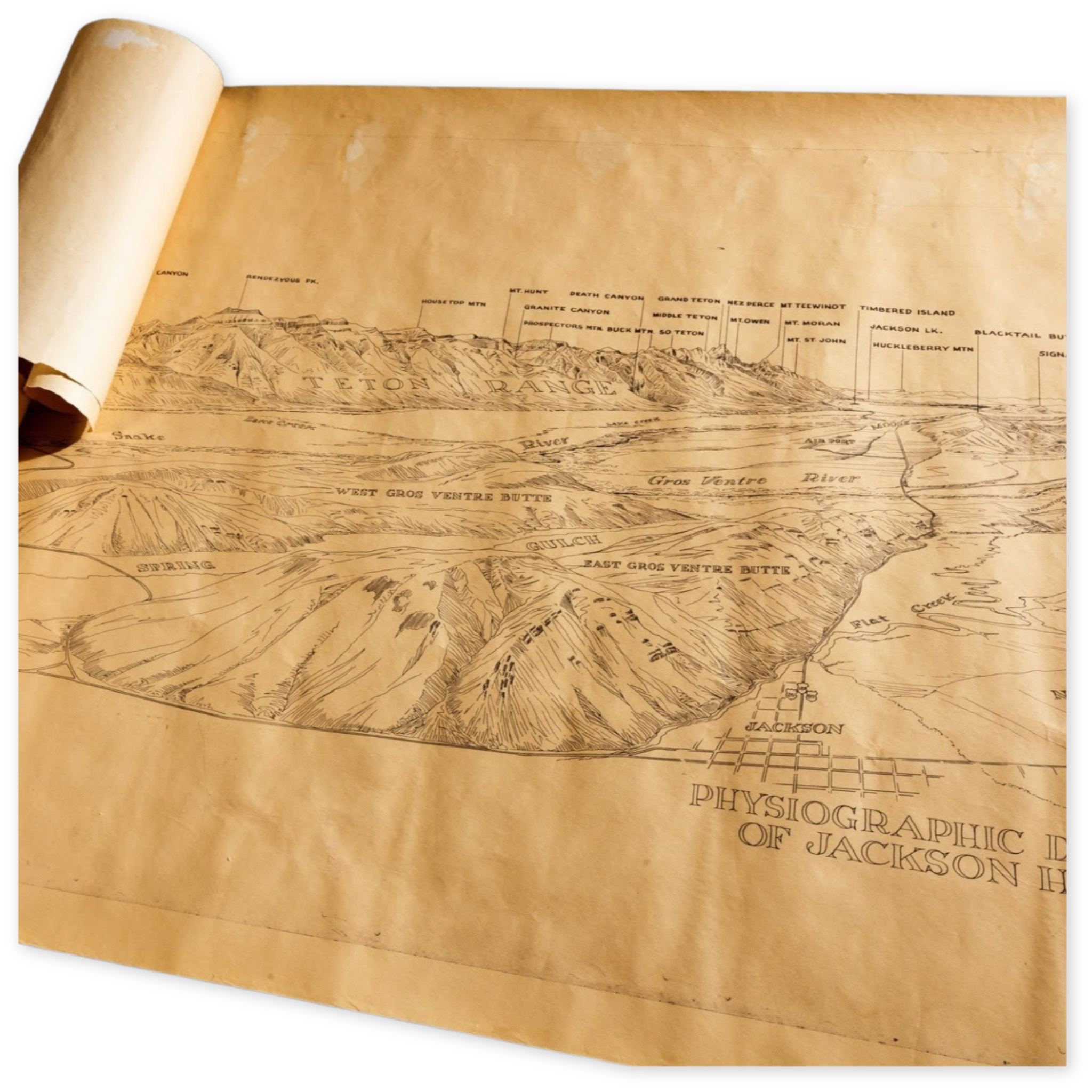 hand drawn archival quality map of jackson hole