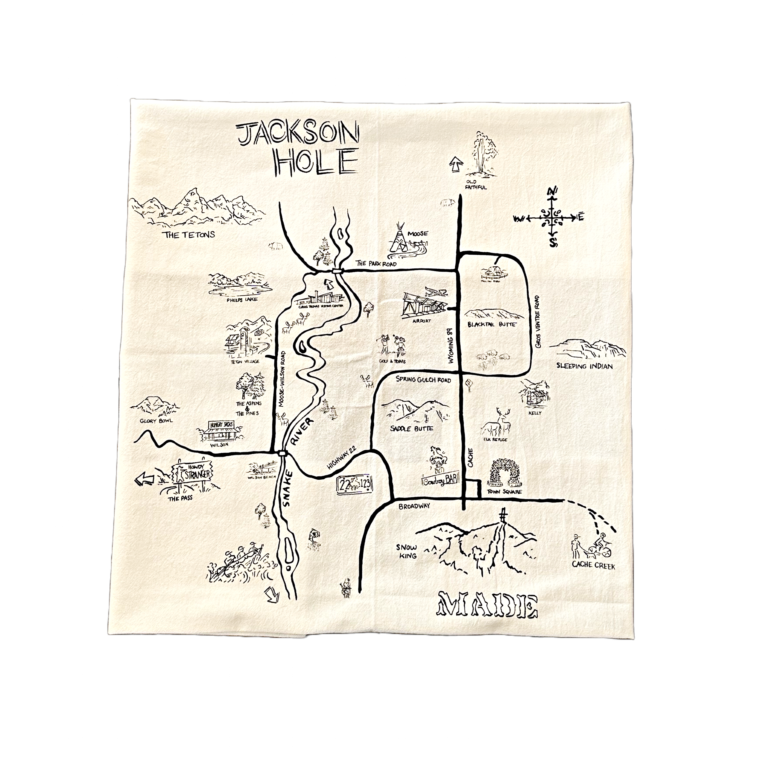 Jackson Hole Map Tea Towel