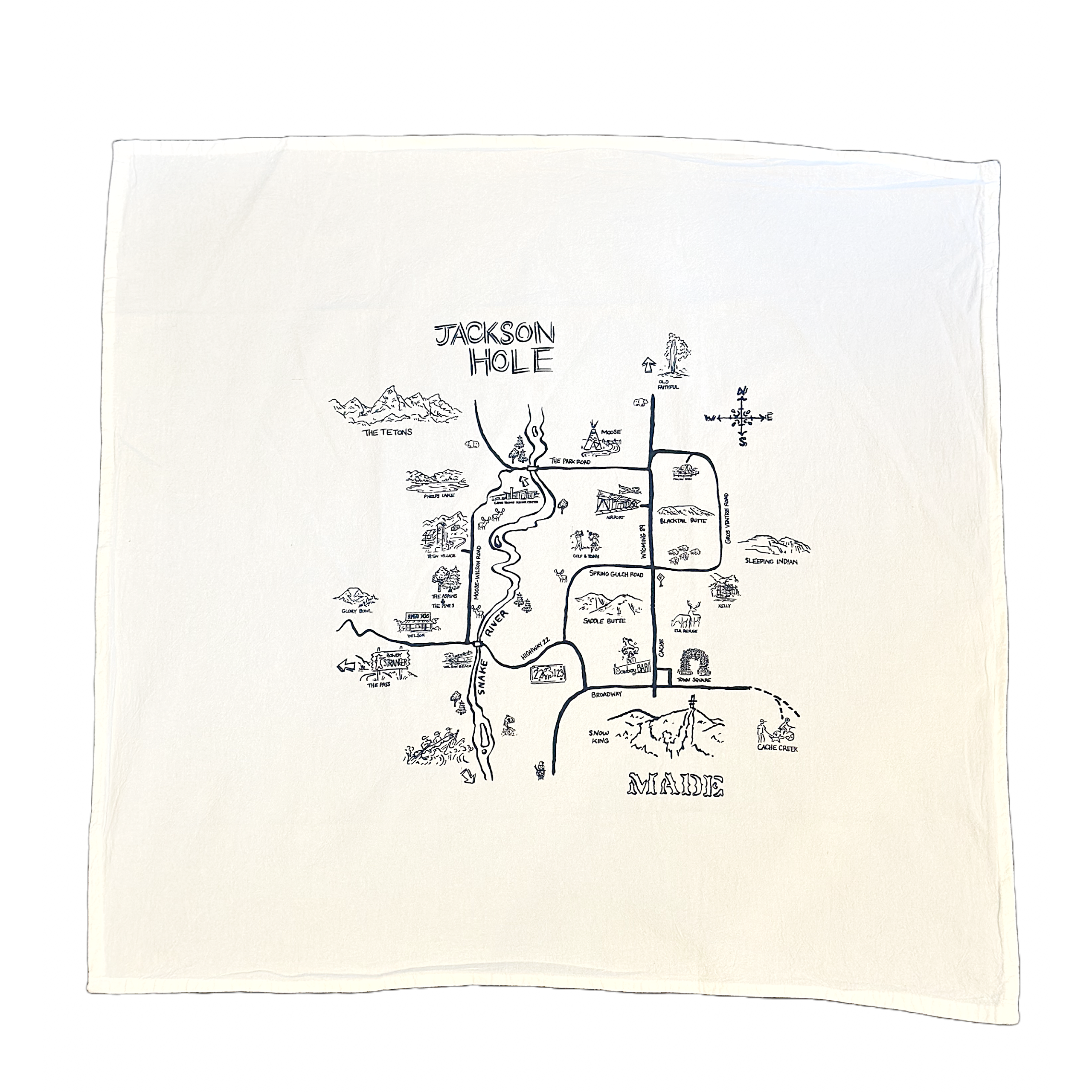 Jackson Hole Map Tea Towel