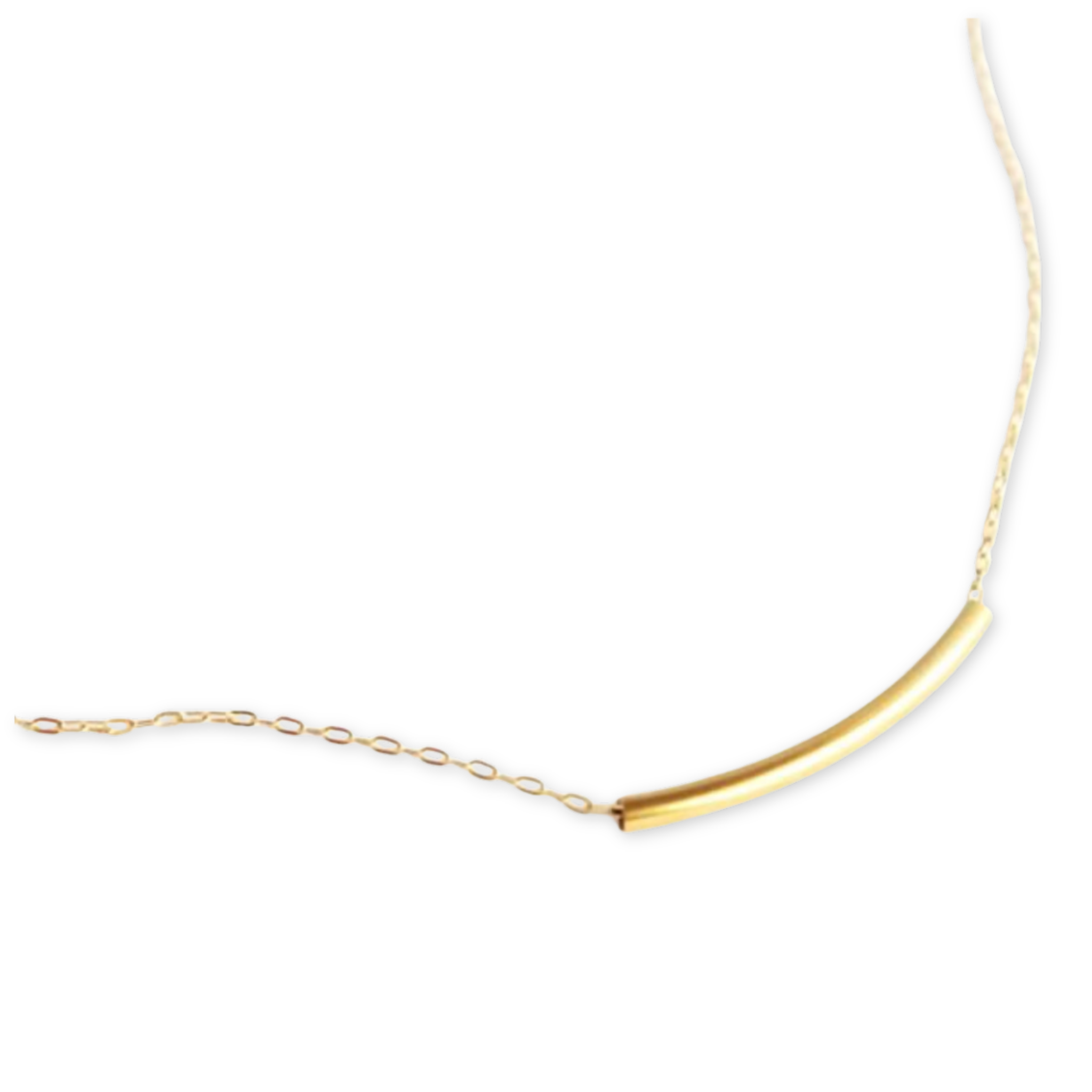 simple long and thin curved tube on a delicate chain