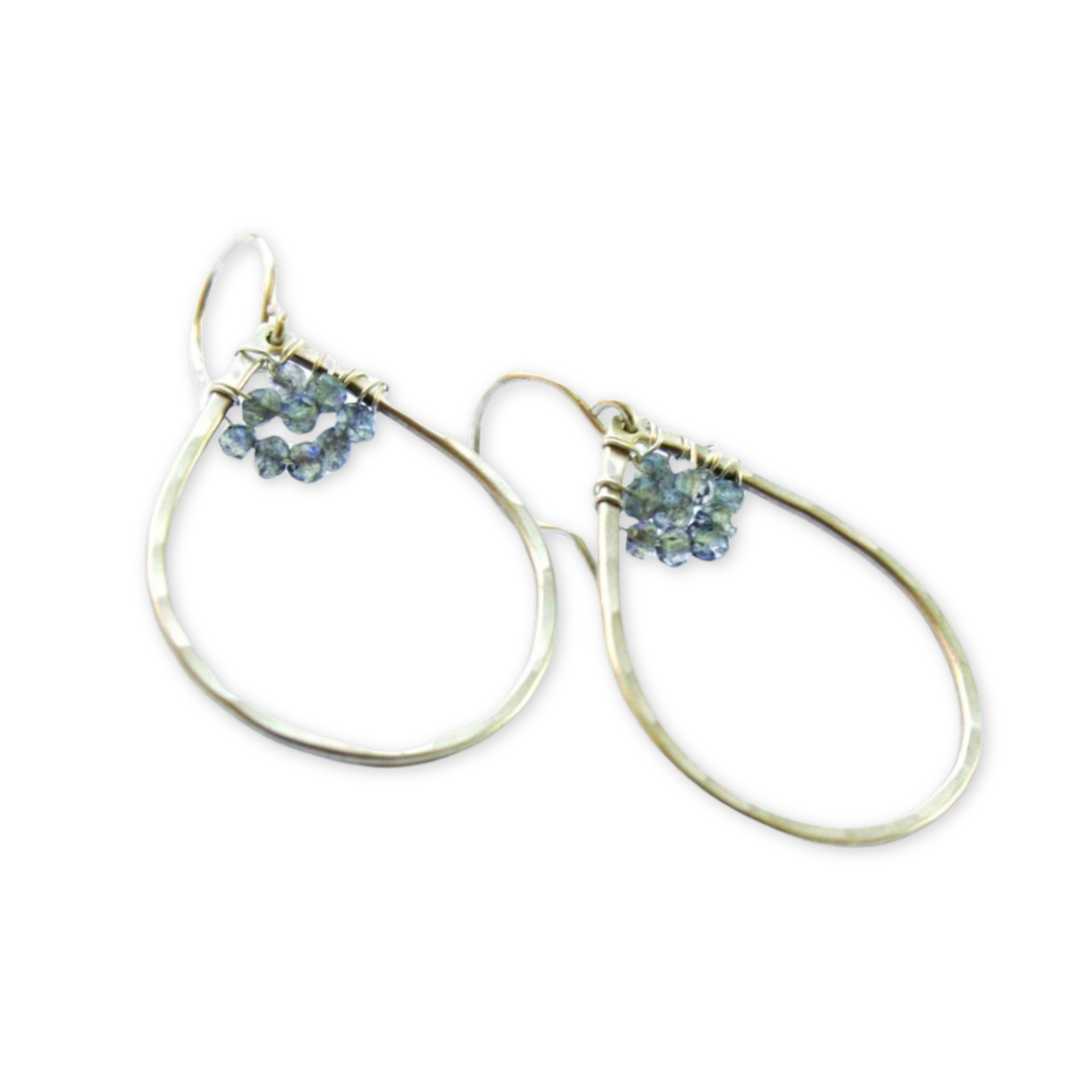 hammered teardrop earrings with labradorite stones