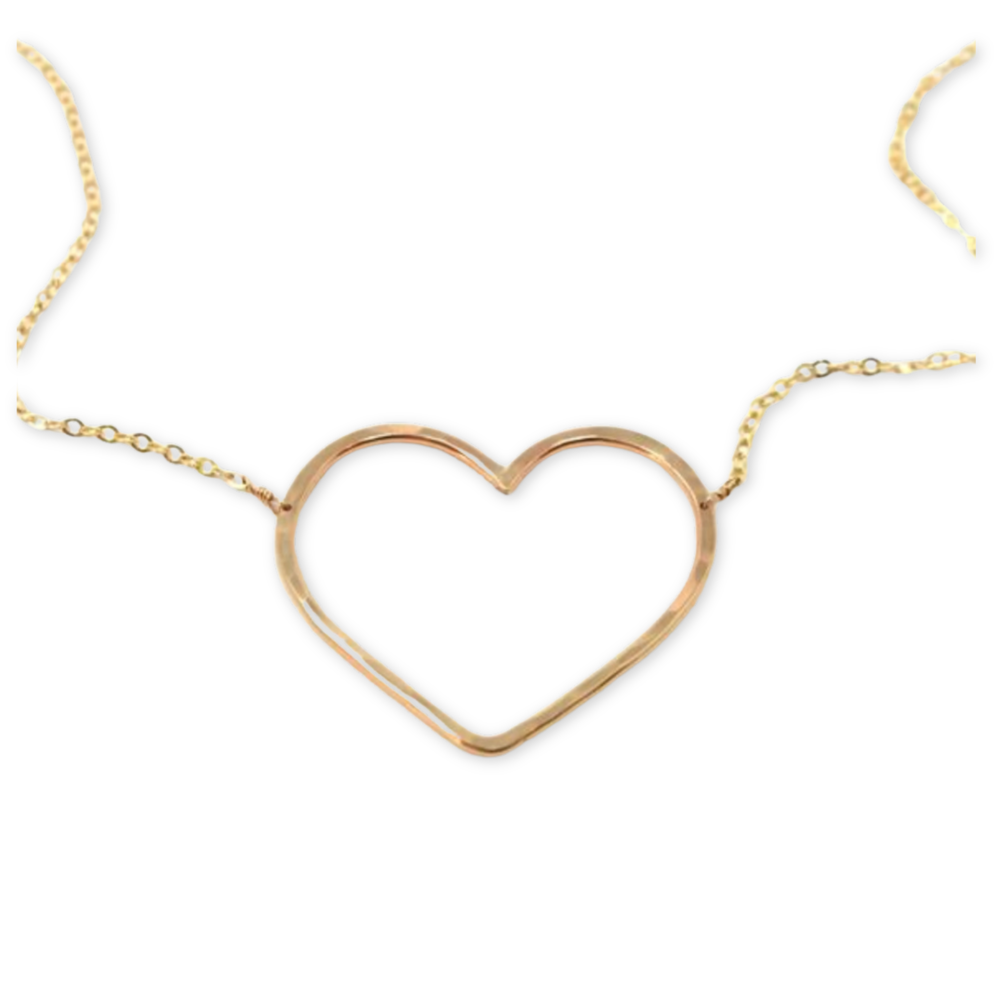 gold necklace with a thin hammered heart
