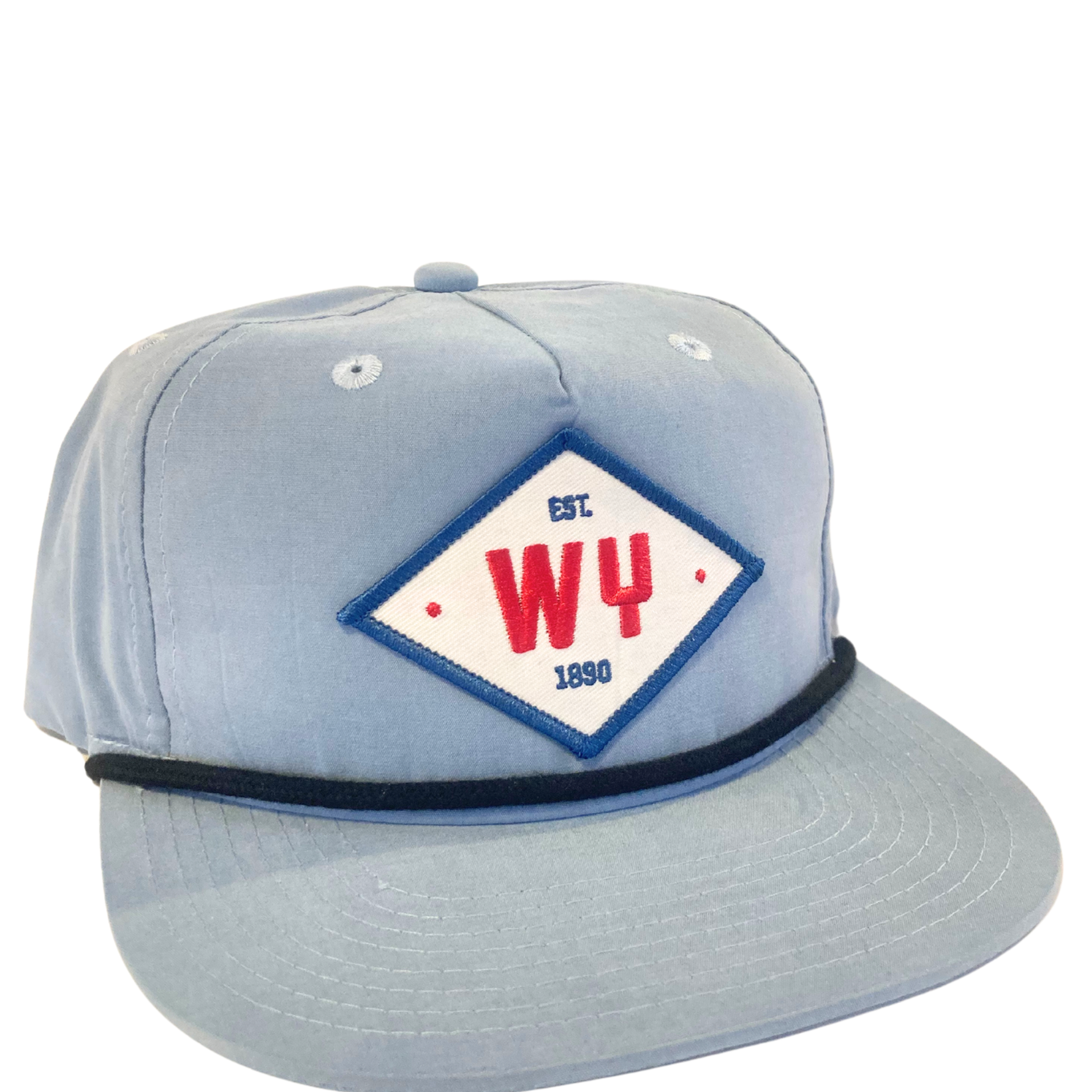 Light Blue Wyoming Patch Flat Brim Hat 