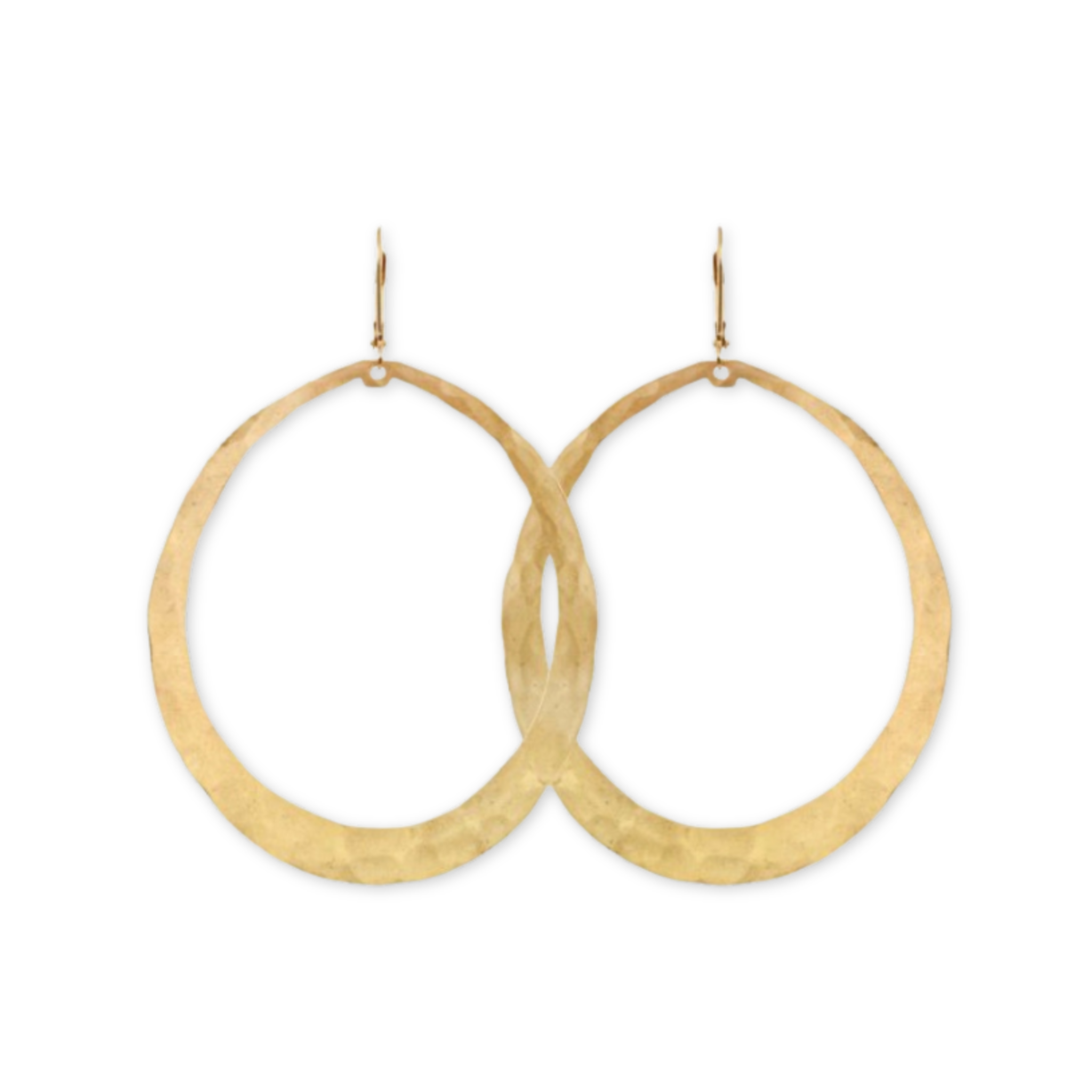 hand hammered brass oval earrings