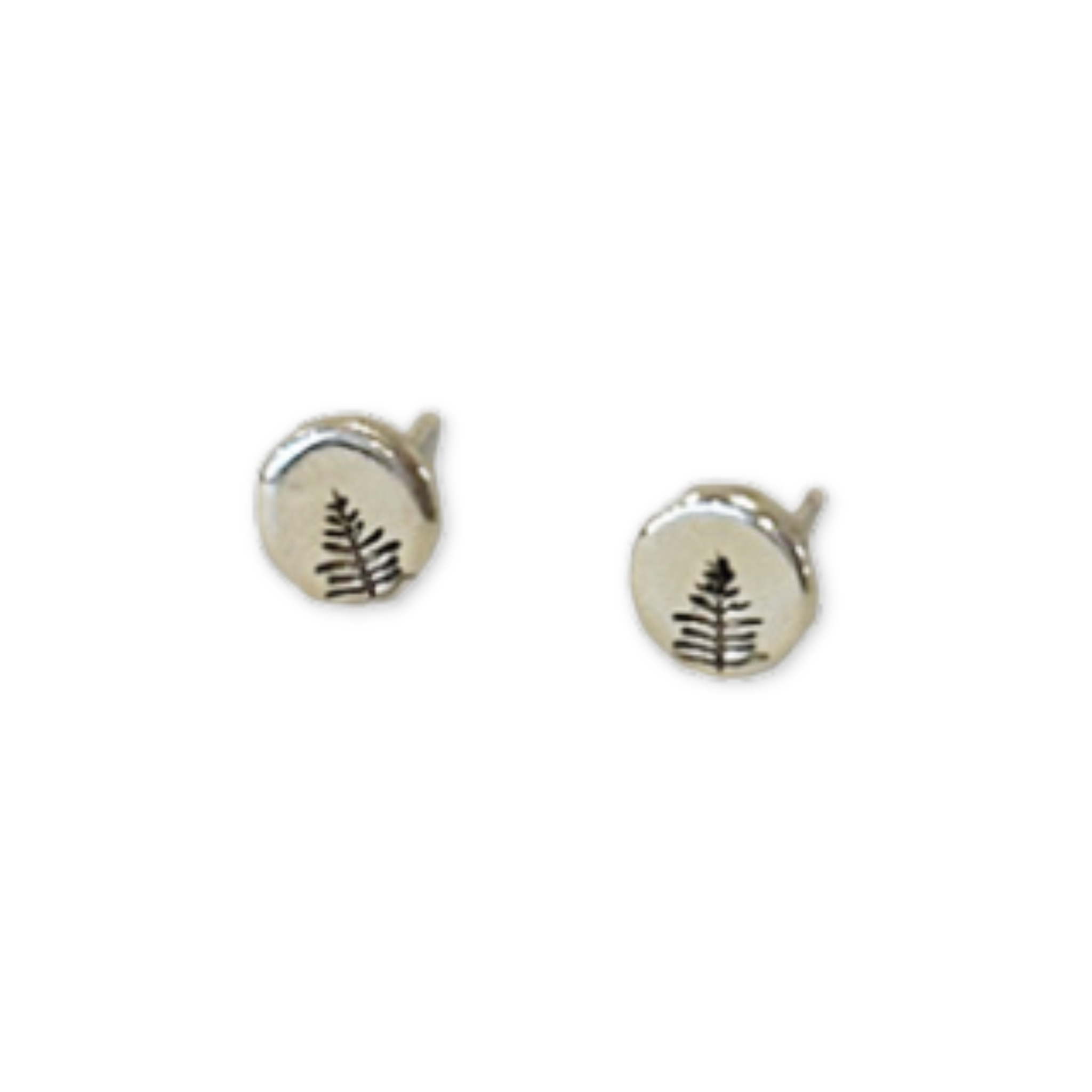 silver stud earrings with a pine tree design