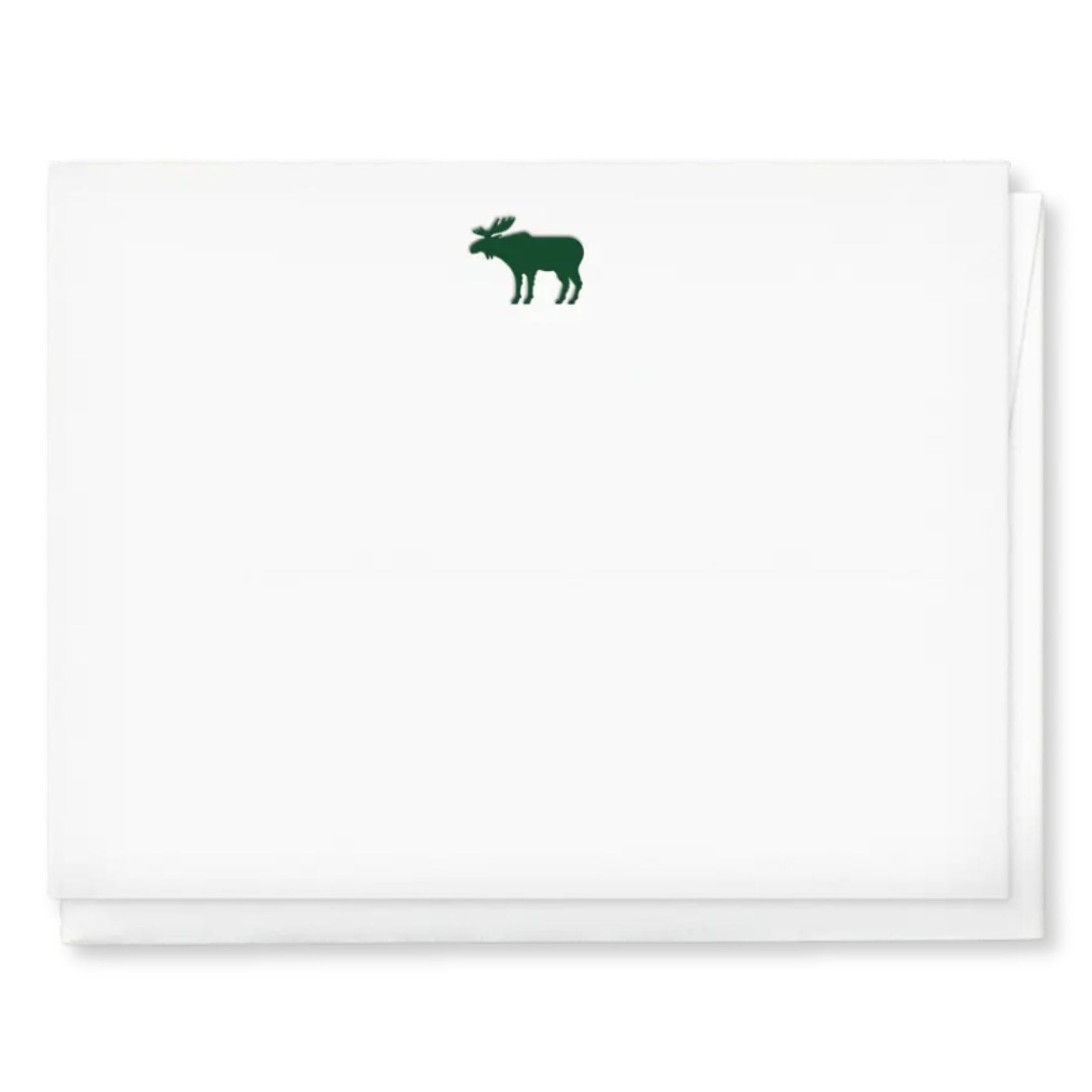 White towel with a green moose logo on a white background