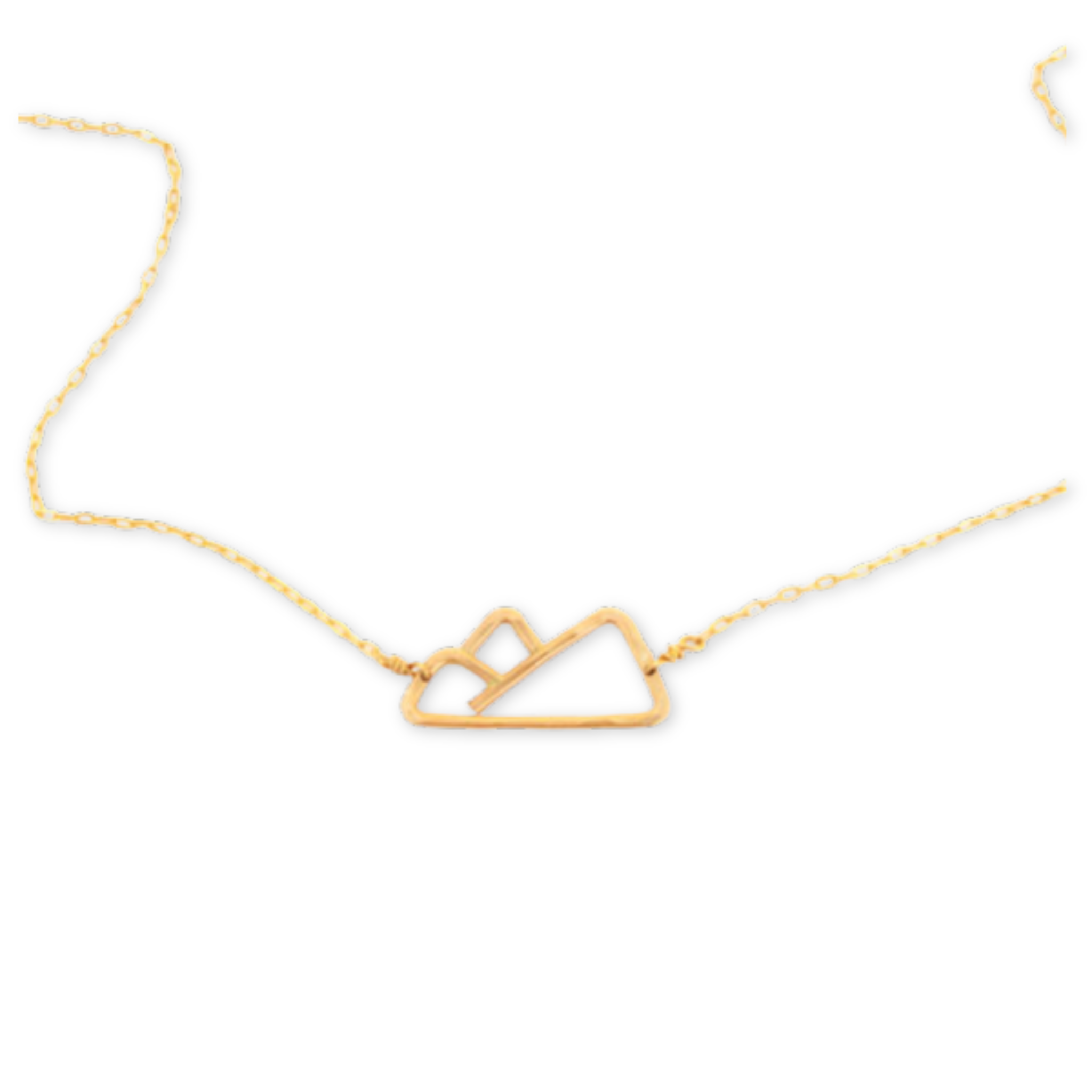 gold necklace with a mountain pendant