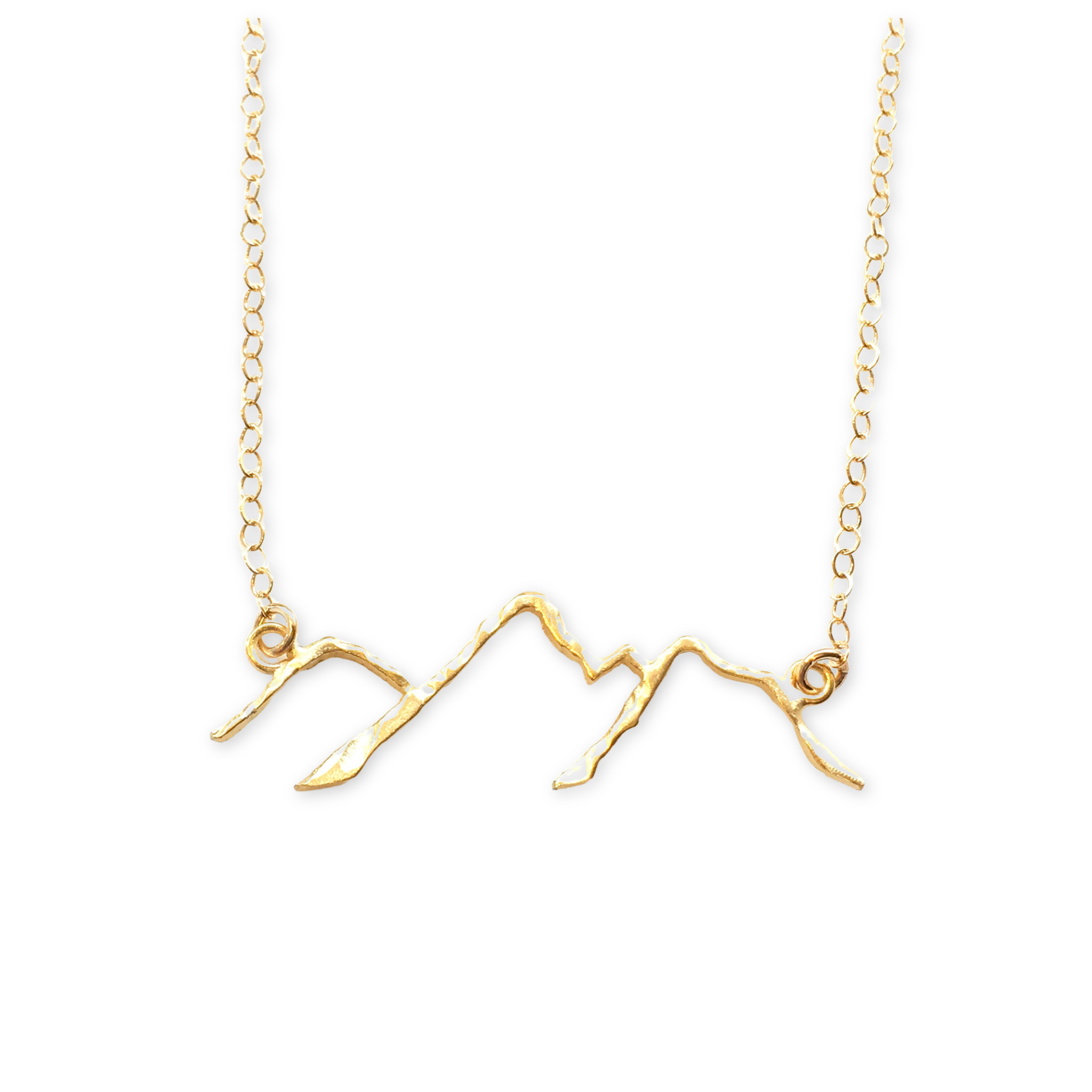 gold chain with a mountain range pendant