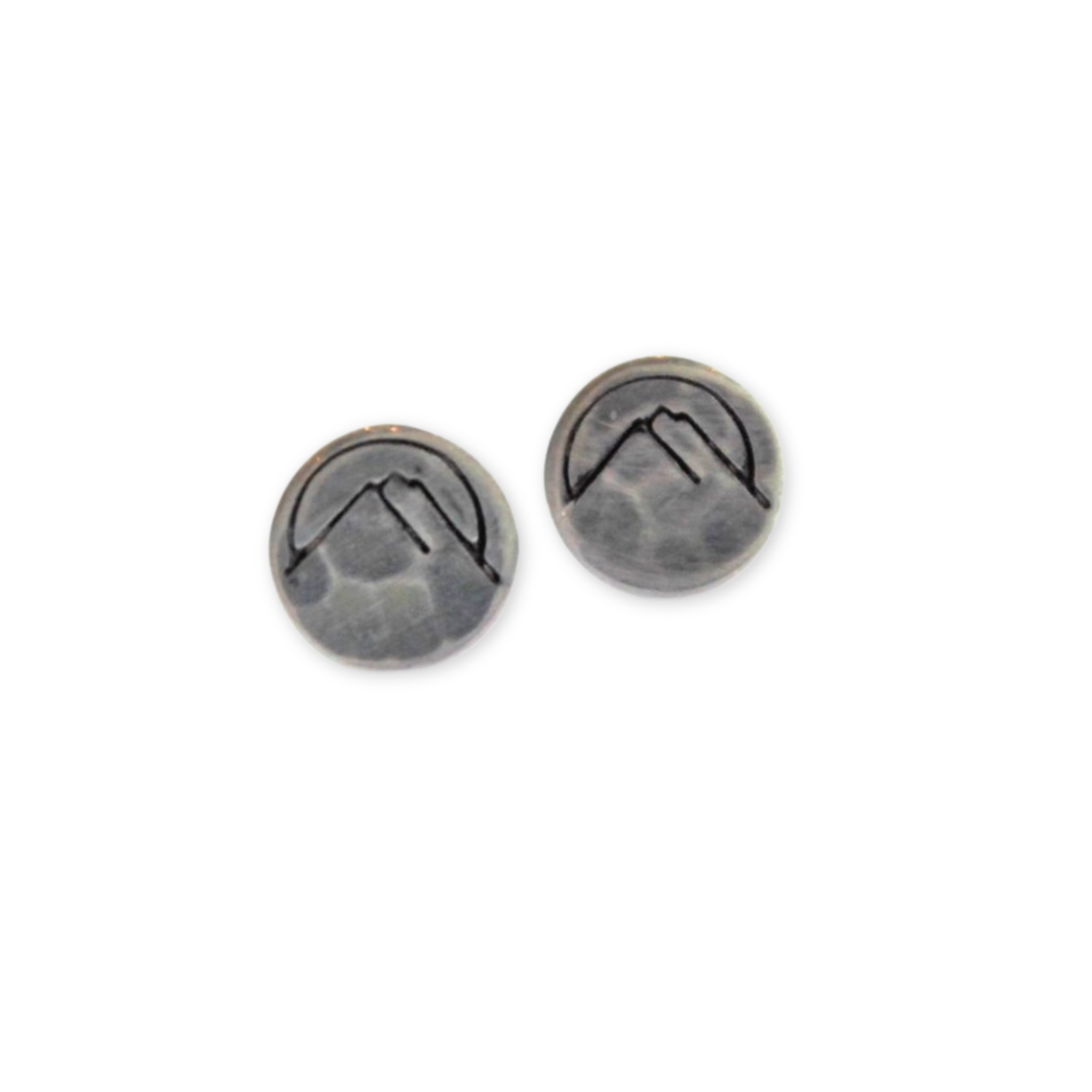 small stud earrings with stamped mountains
