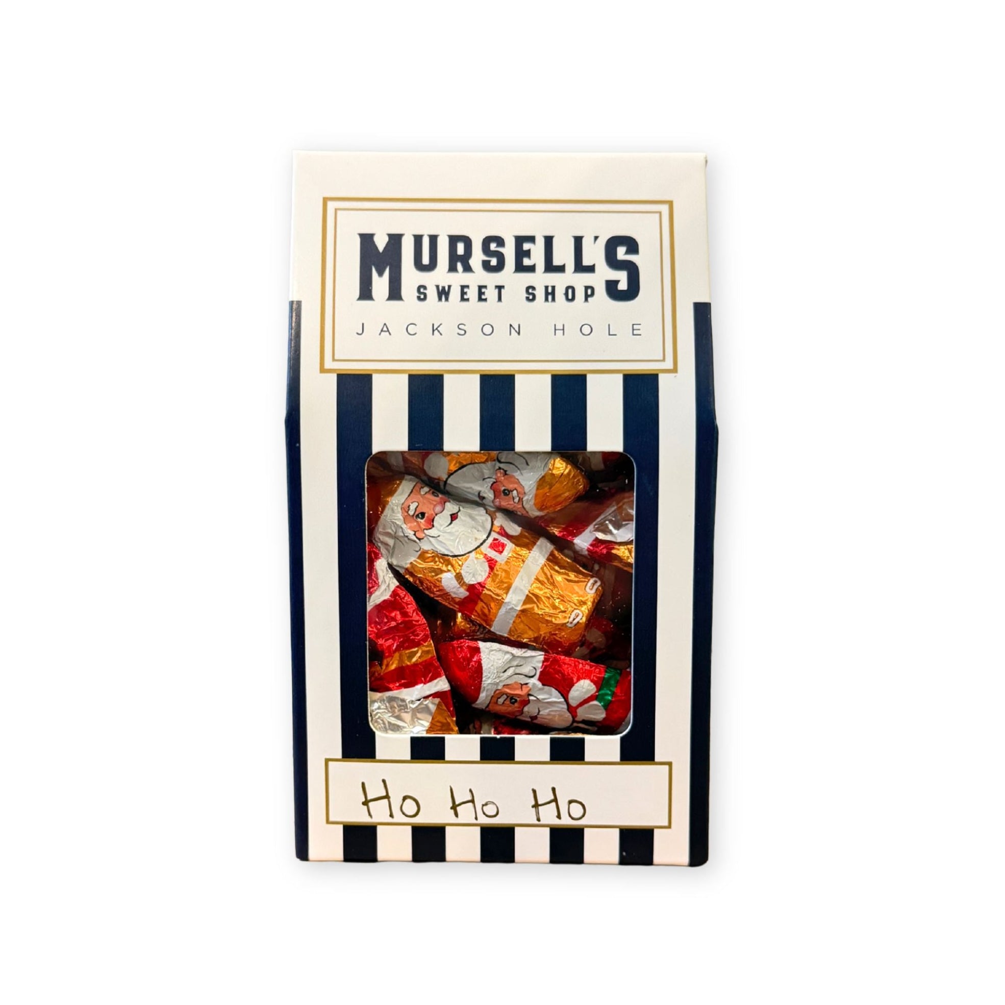 Chocolate wrapped in foil that looks like santa.