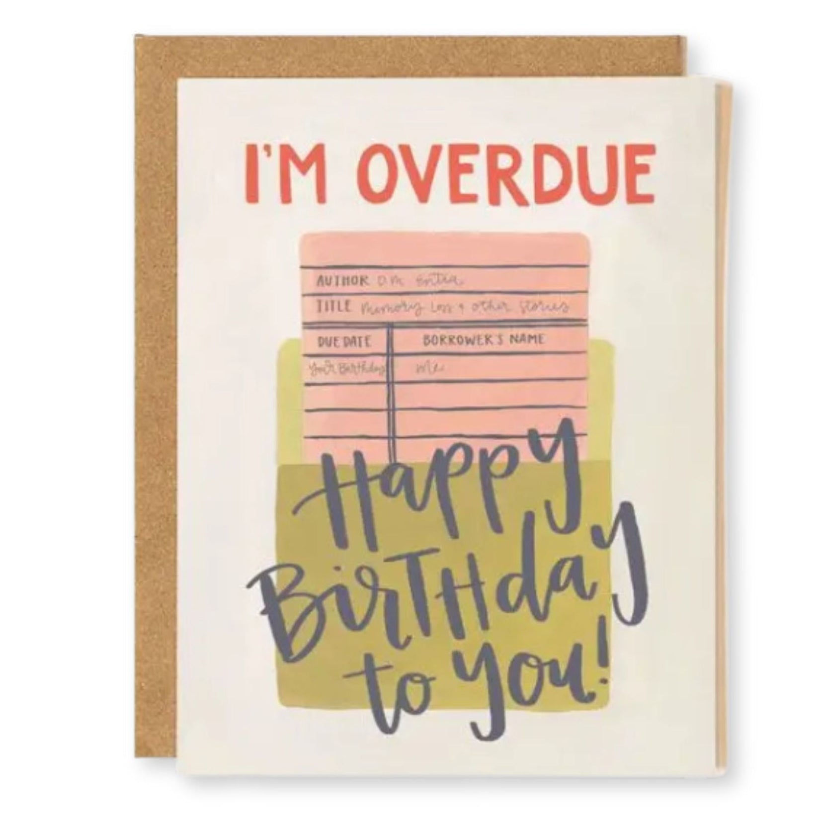Birthday card with 'I'm Overdue Happy Birthday to You' text and overdue bill design.