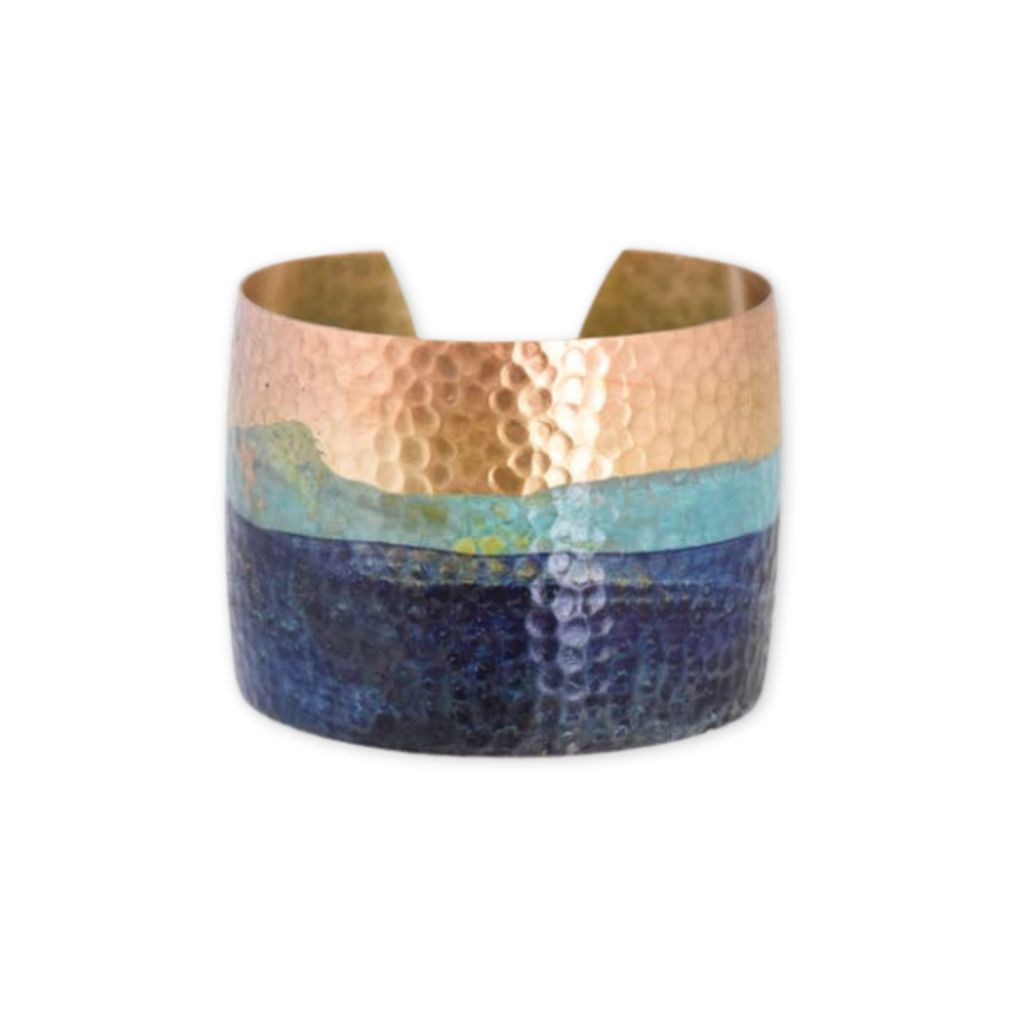 brass patina and blue cuff bracelet 