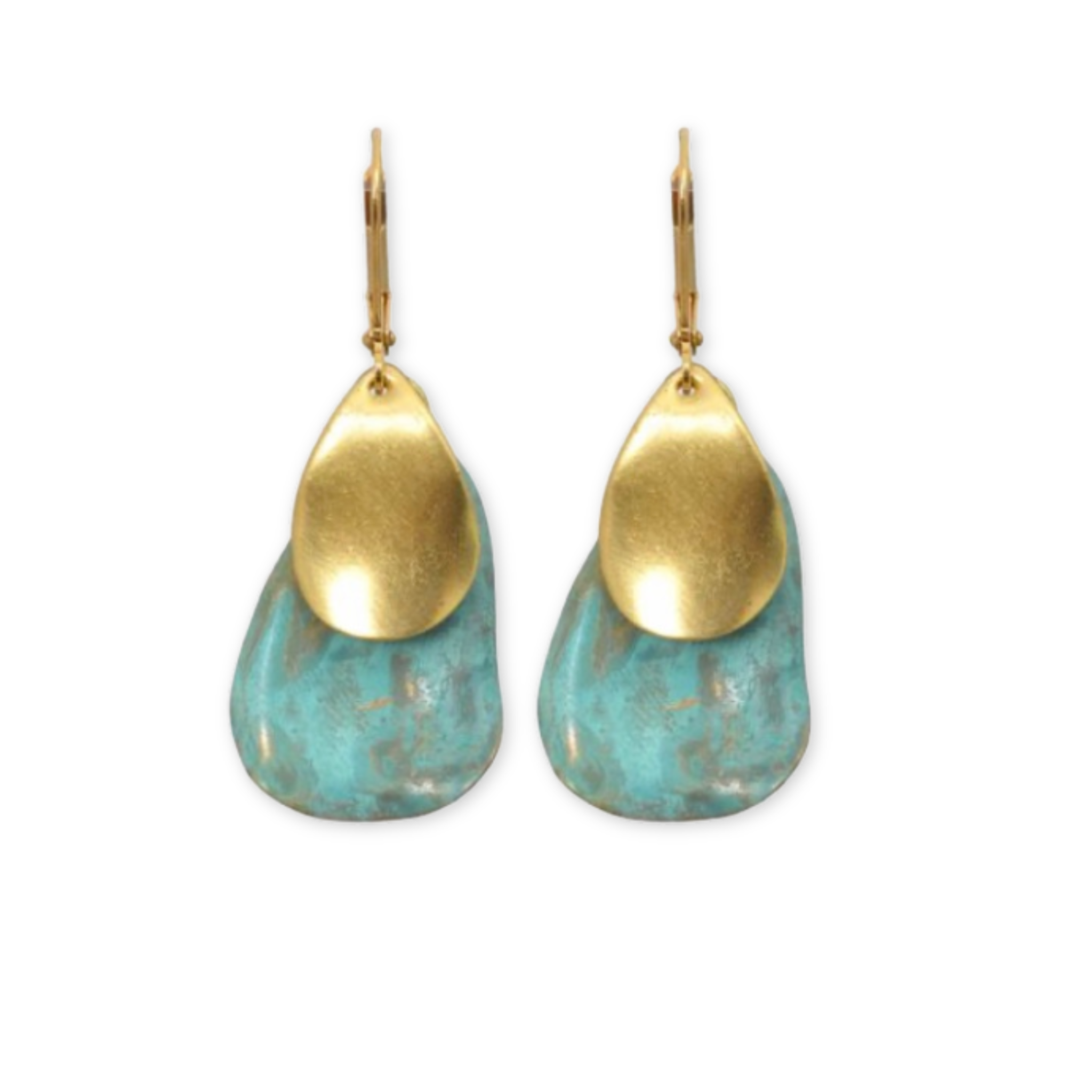 turquoise earrings with petal shaped pendants