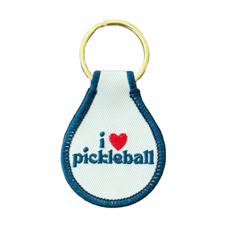 I Love Pickleball Embroidered Key Tag