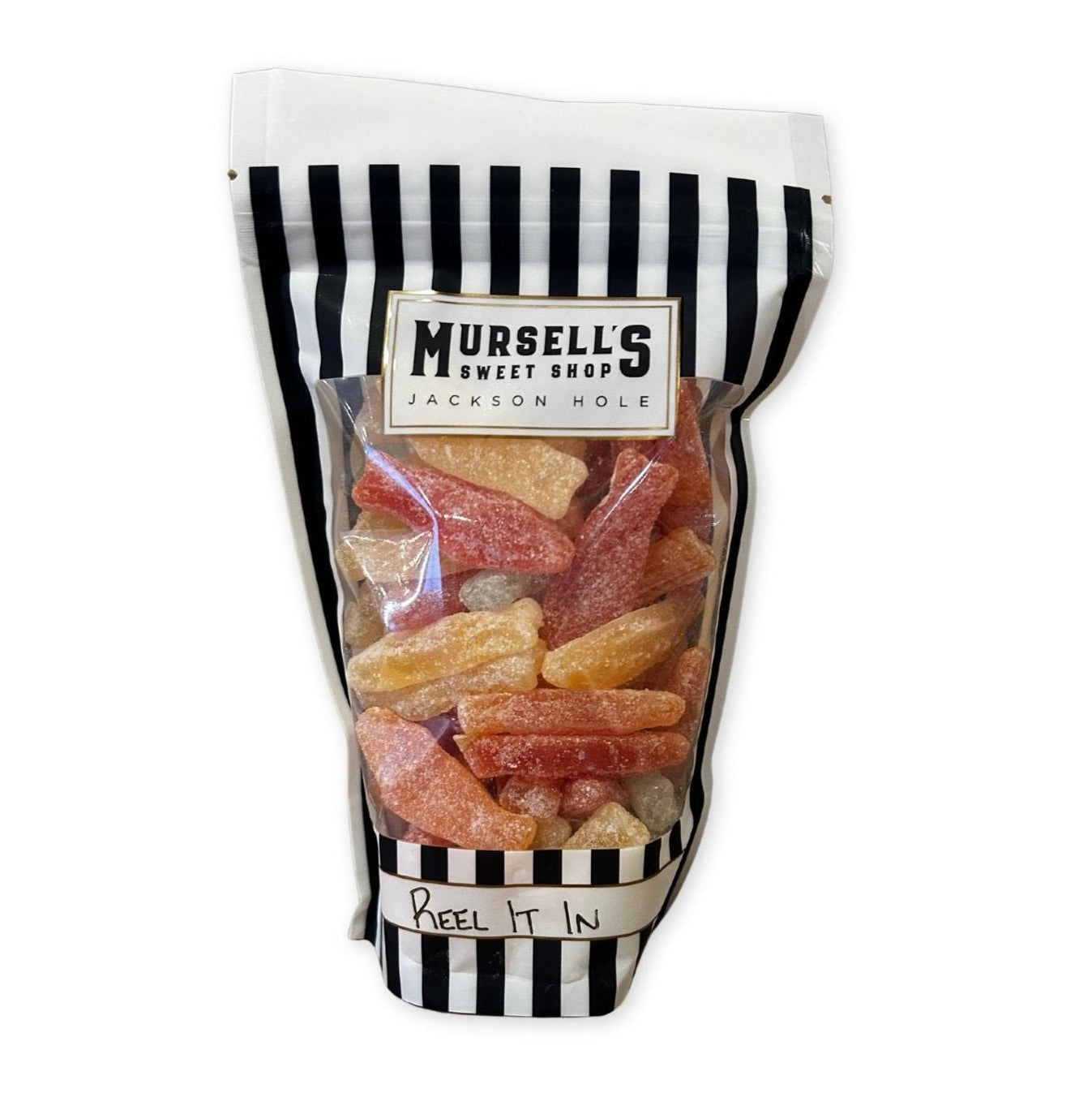 White and Black packaging with swedish fish