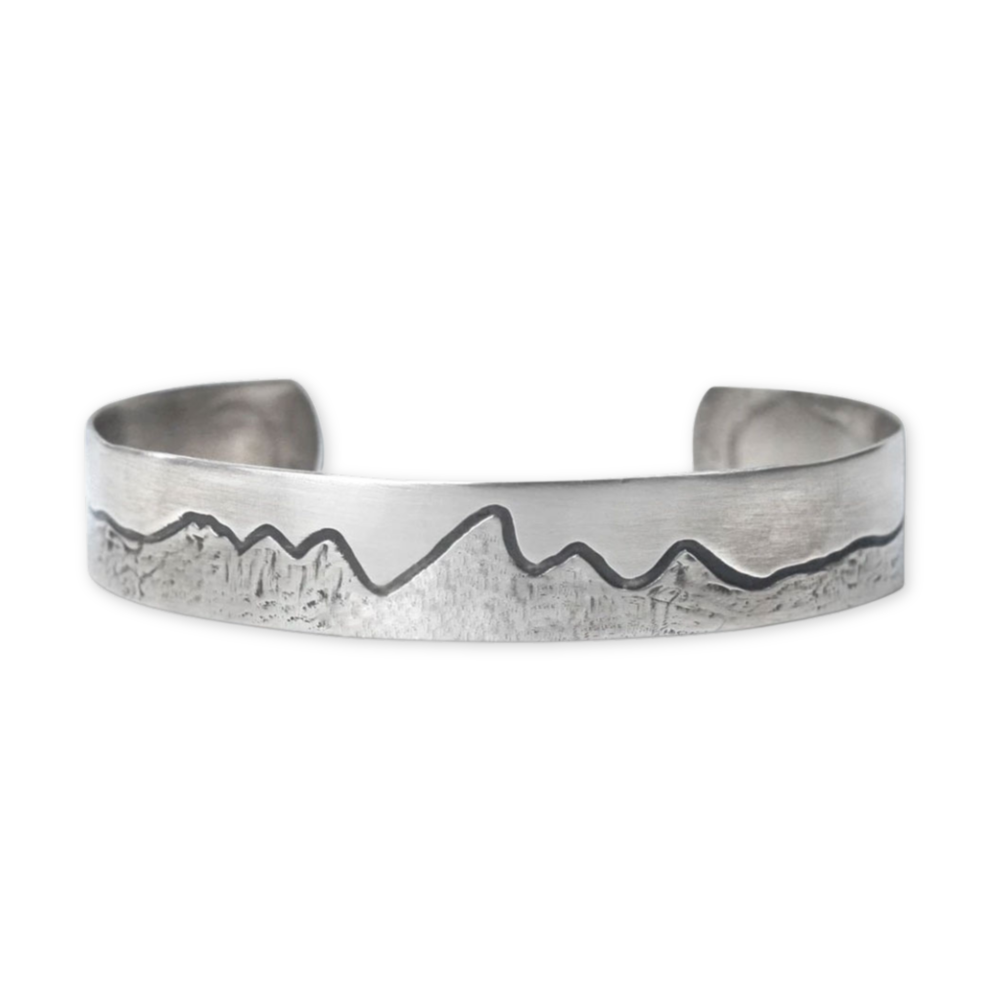 silver cuff with teton mountain range
