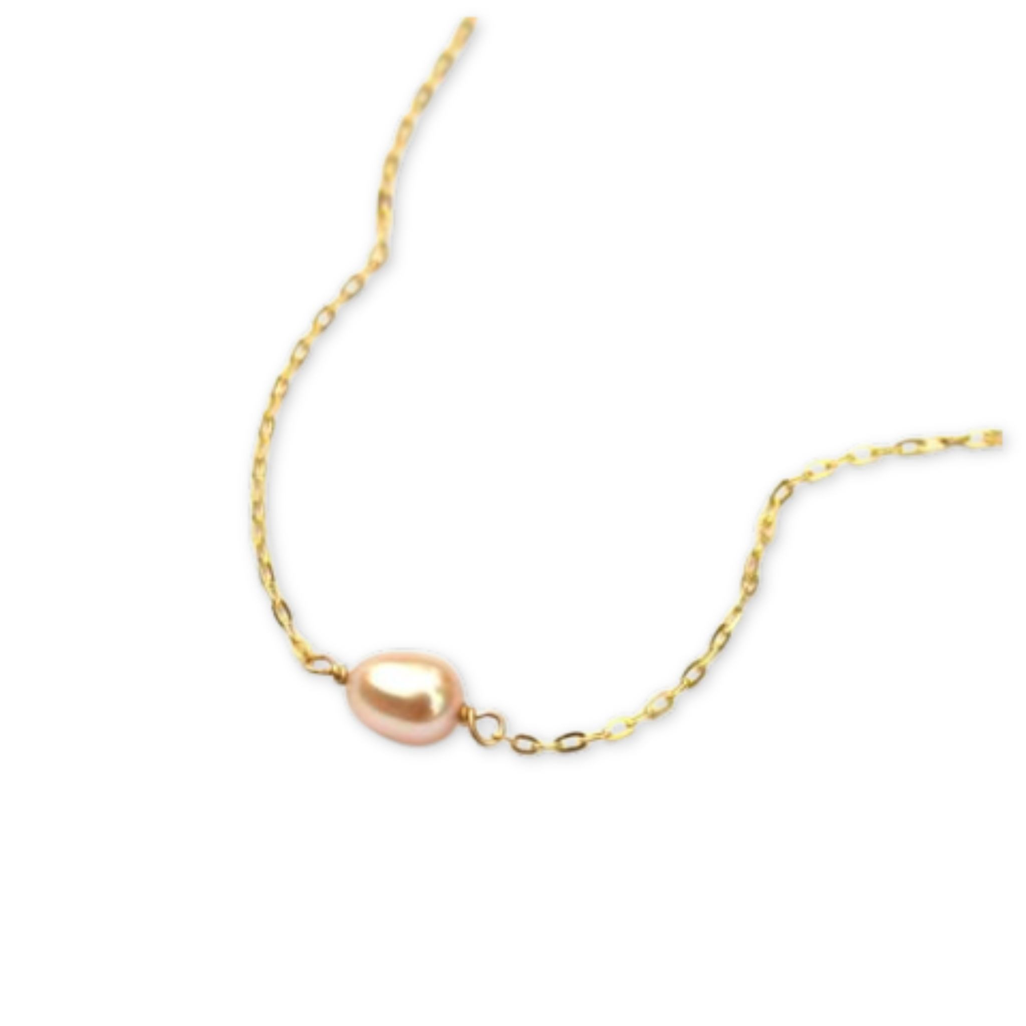 single large freshwater pearl on a delicate chain necklace