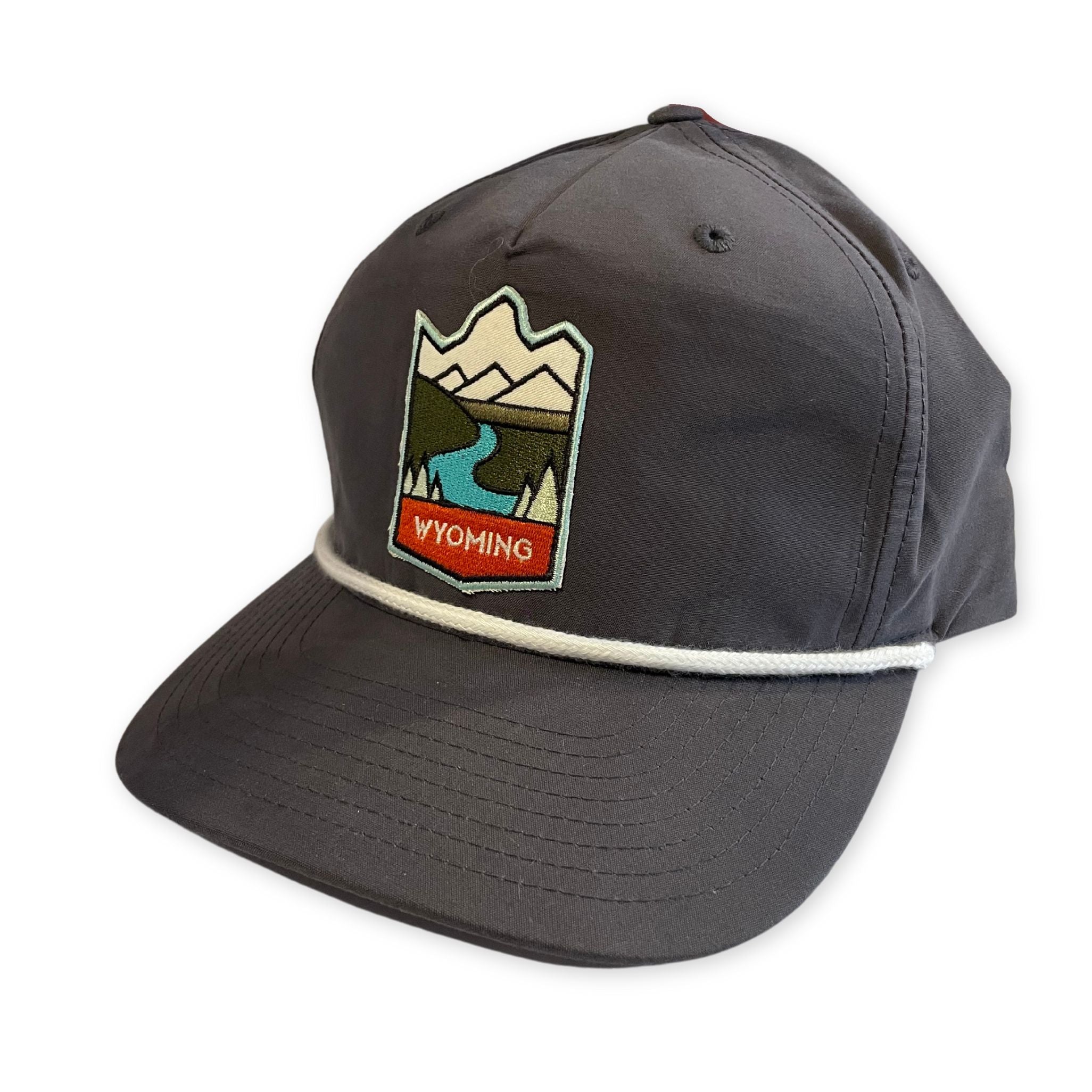 Gray Rope Hat with a Wyoming River and Mountain Patch 