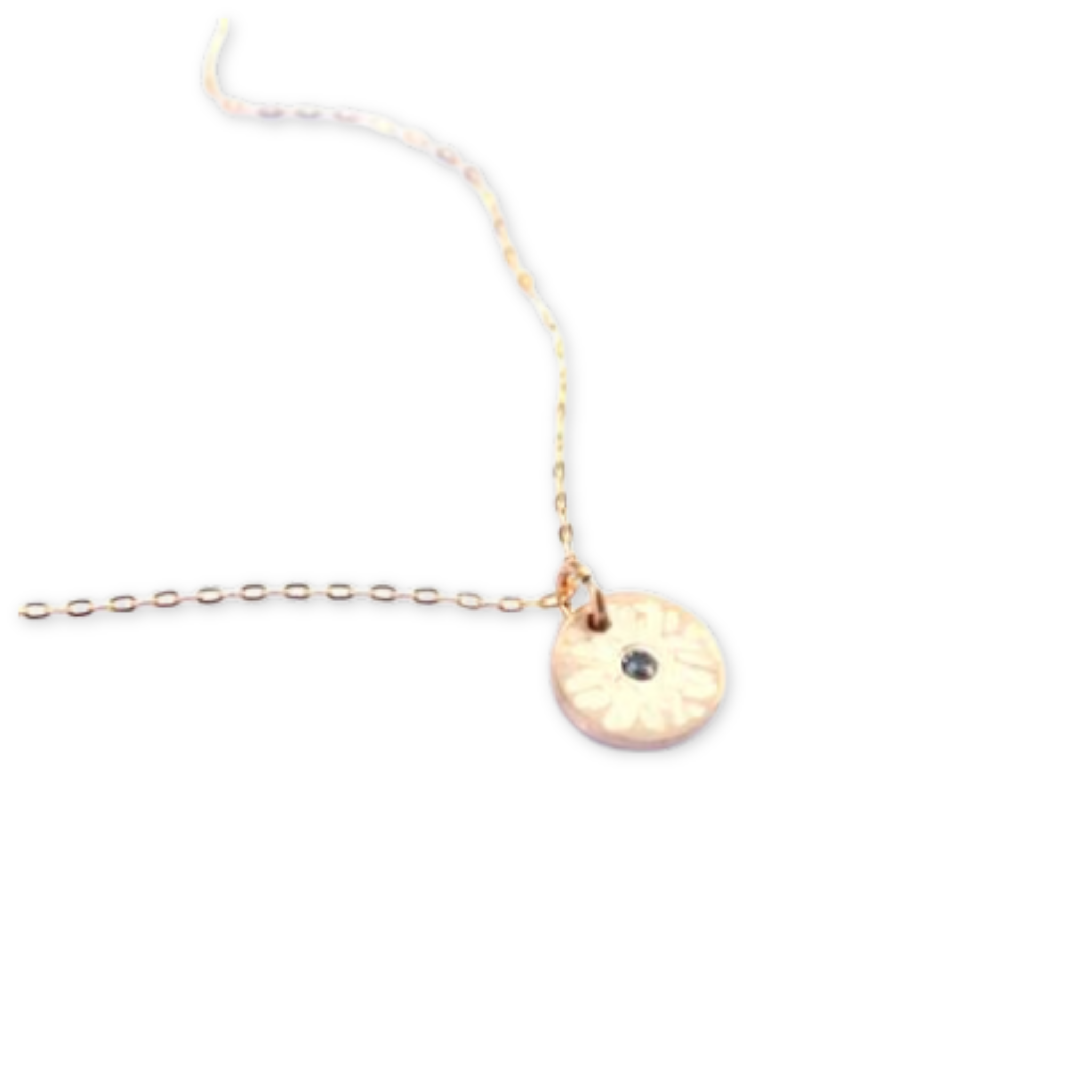 necklace with a round disc and birthstone