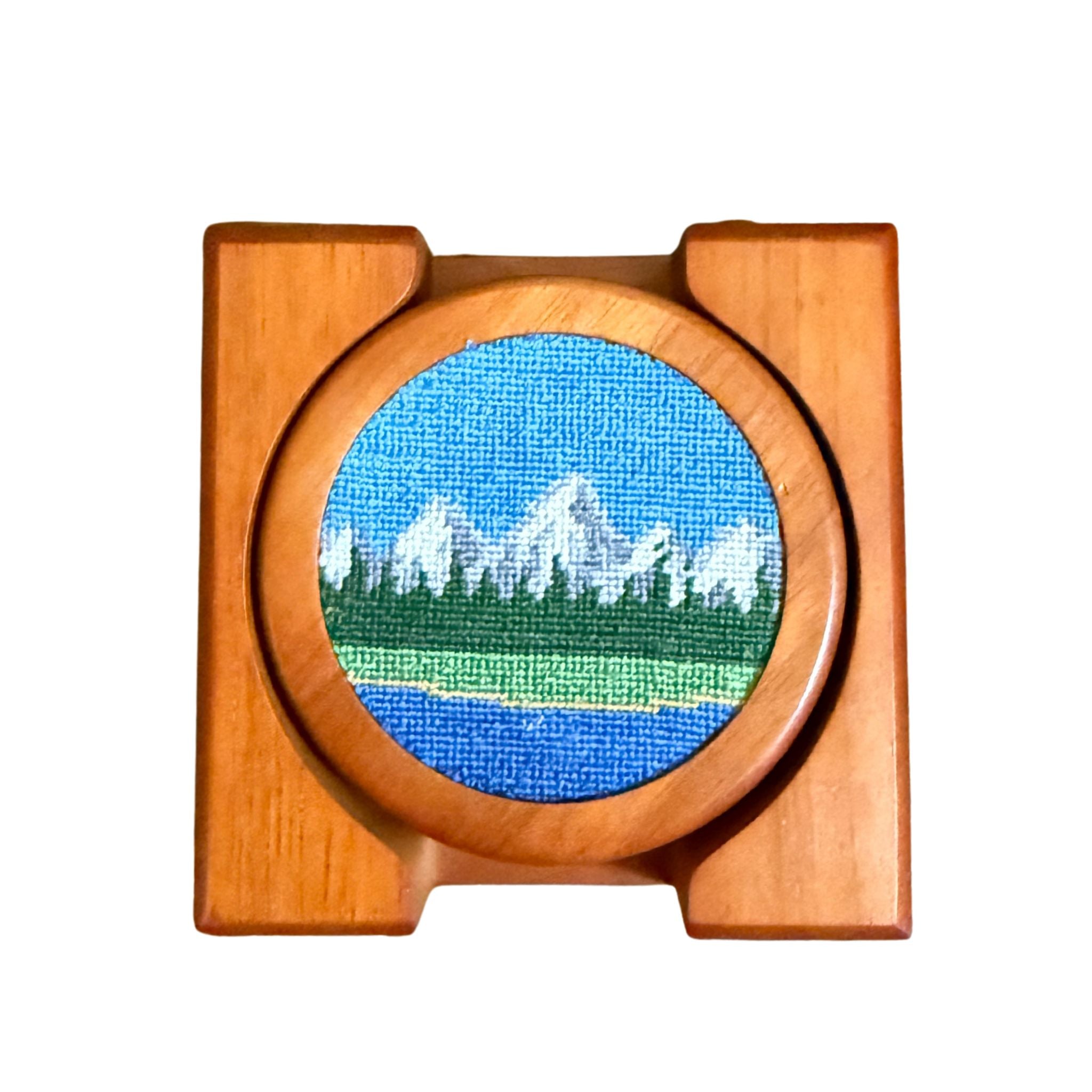 Needle Point Coaster Set Teton Range