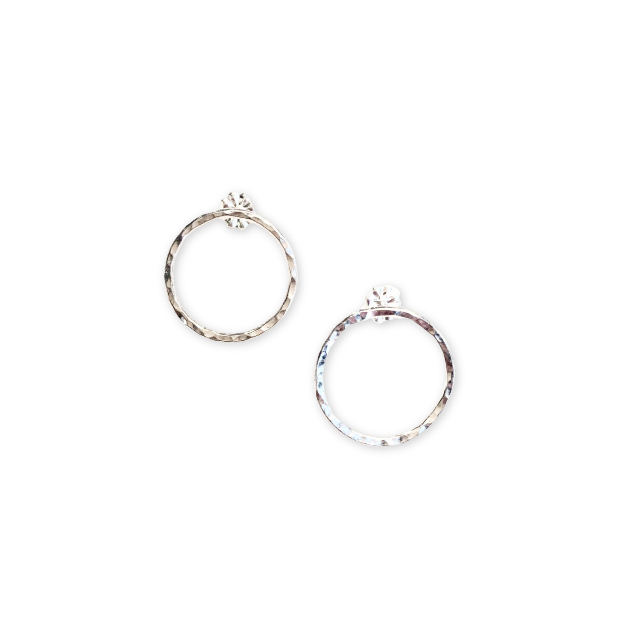 hammered silver circle stud earrings